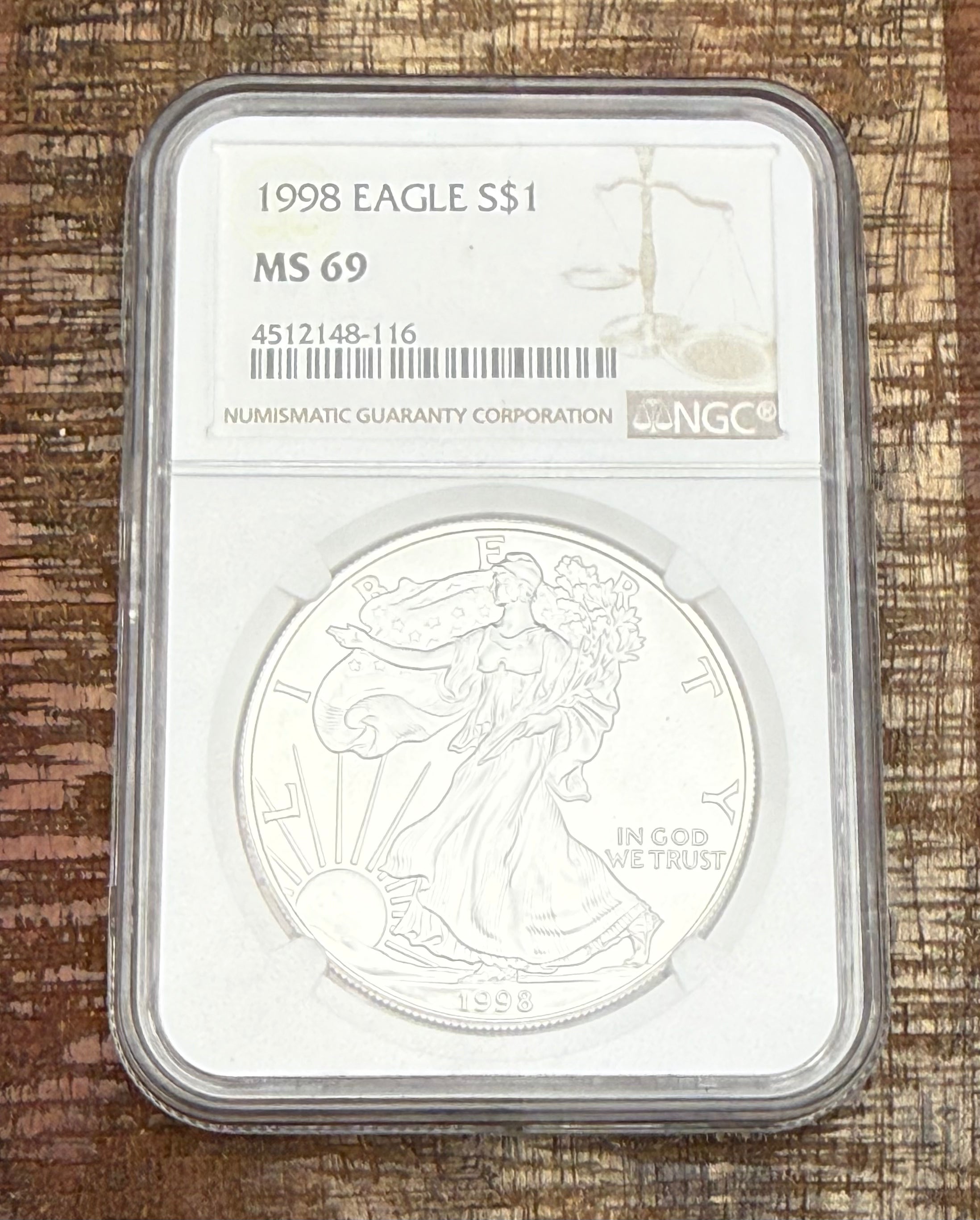 1998 $1 American Silver Eagle NGC graded MS69