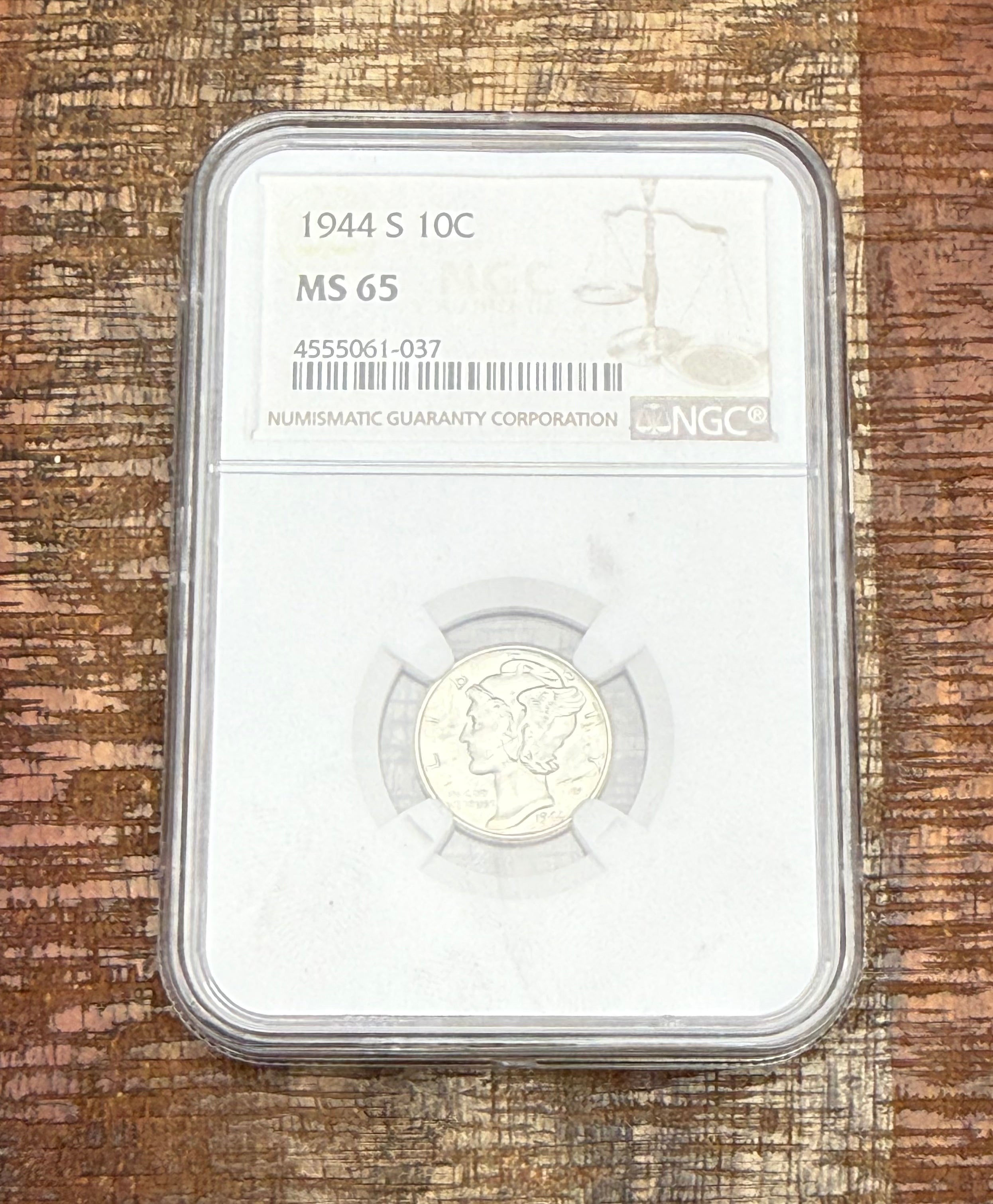 1944-S US 10c Mercury Dime NGC MS65