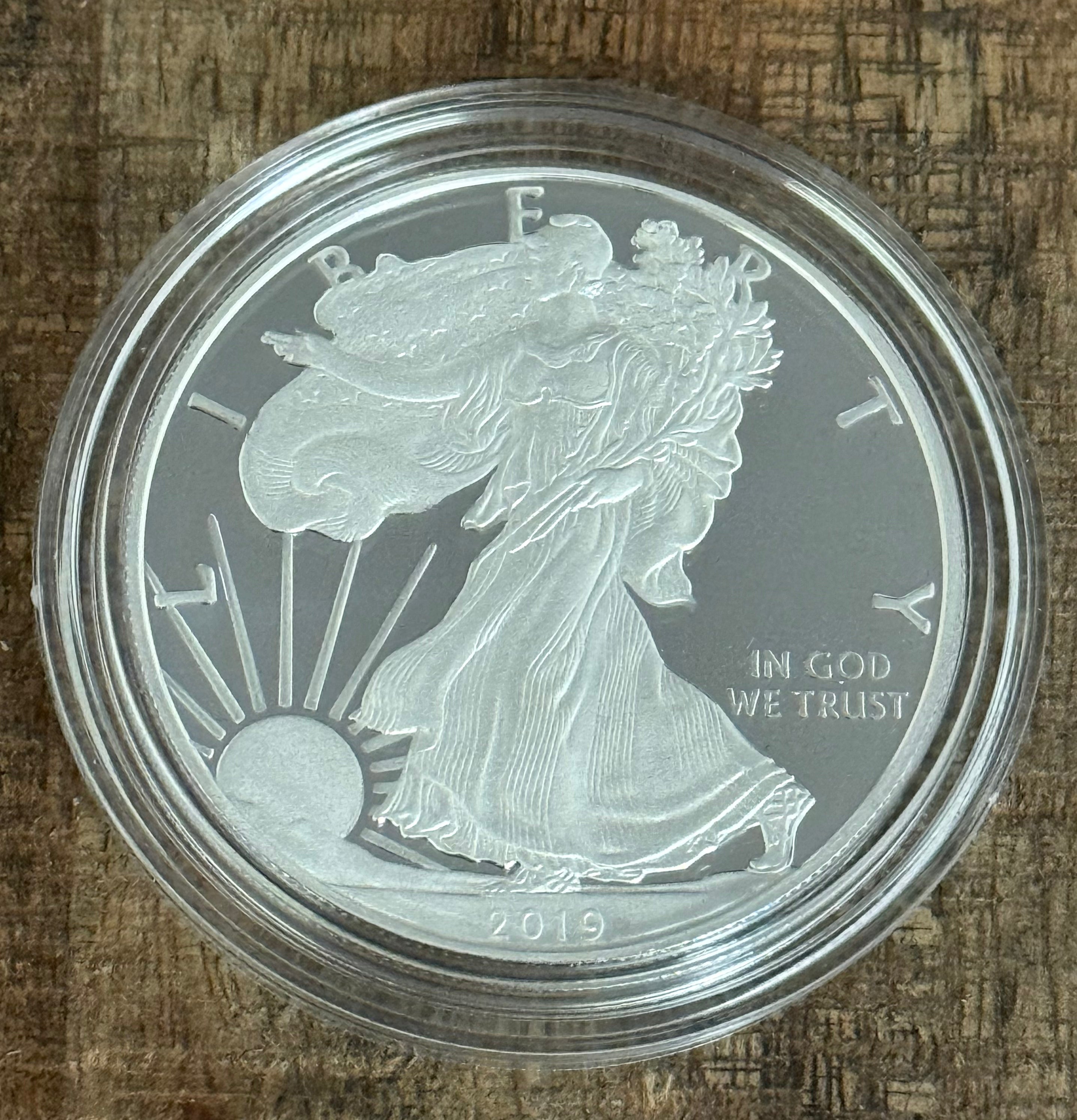 2019-S $1 US American Silver Eagle Proof Coin~Capsule, Presentation Case, Box, with COA.