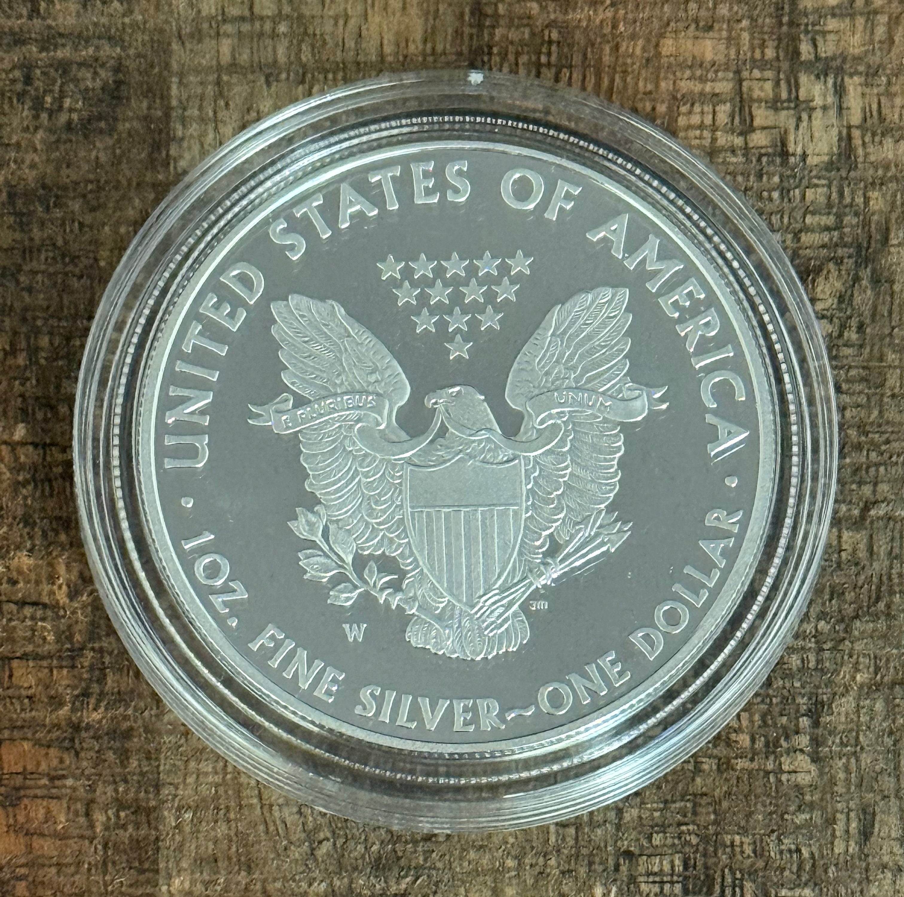 2008-W $1 US American Silver Eagle Proof Coin~Capsule, Presentation Case, Box, with COA.