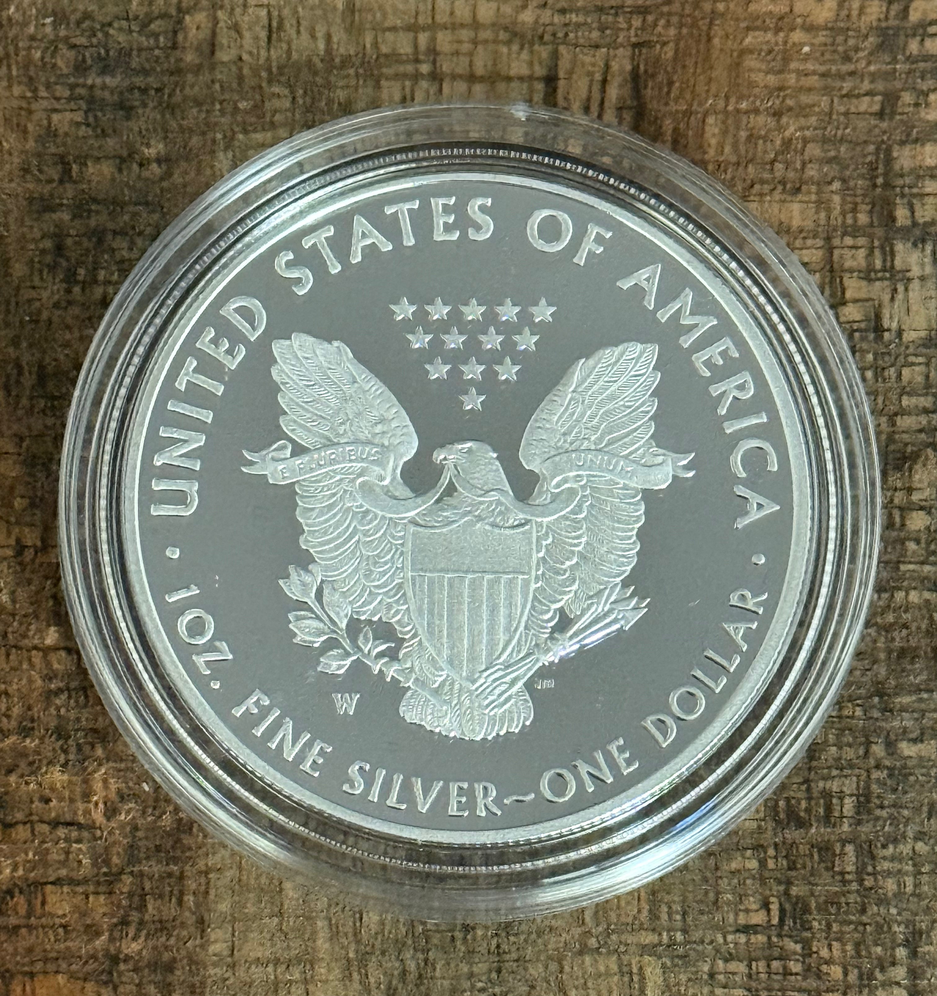2020-W $1 US American Silver Eagle Proof Coin~Capsule, Presentation Case, Box, with COA.