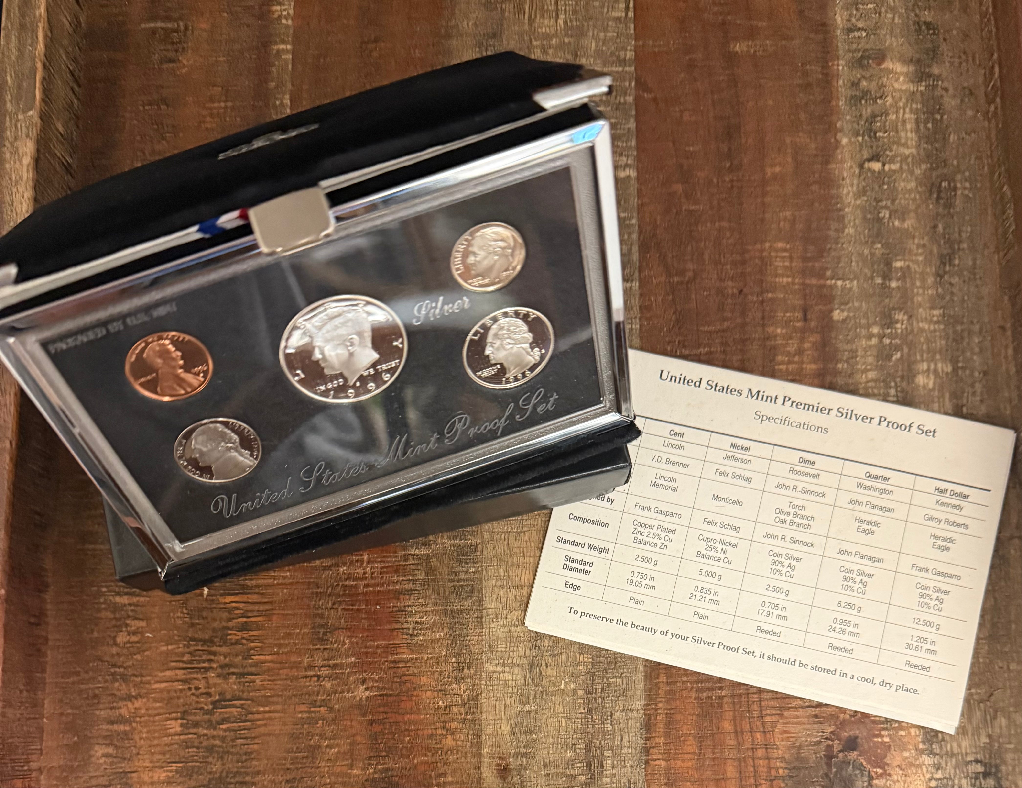 1996-S United States Mint Premier Silver Proof Set in Mint Packaging with COA