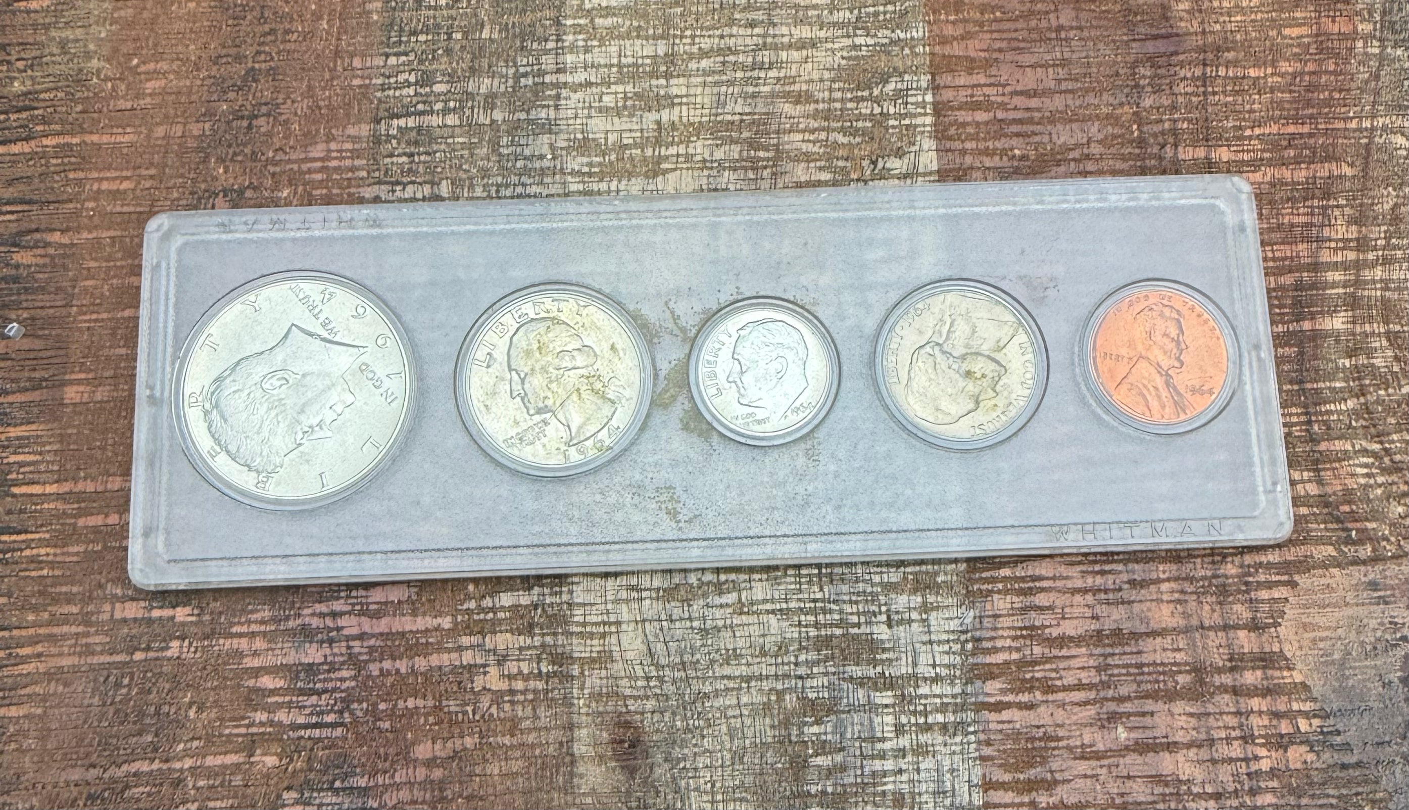 1964 Birth Year Set, 5 coin set with 90% Silver Half Dollar, Quarter, & Dime. (Copy)