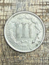 1866 3CN US Three Cent ~ Nickel ~ Cud on Reverse