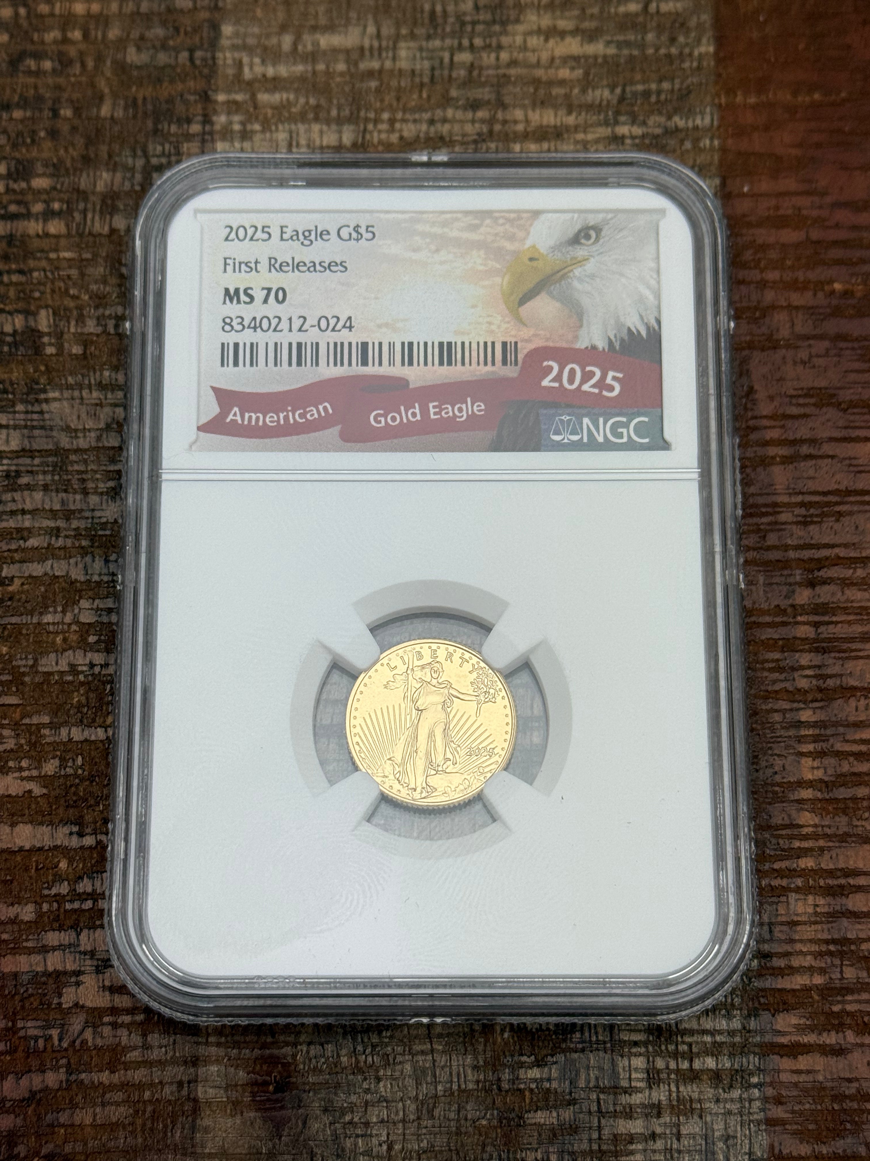 2025 $5 American Gold Eagle 1/10 oz ~ NGC MS70 ~ First Releases