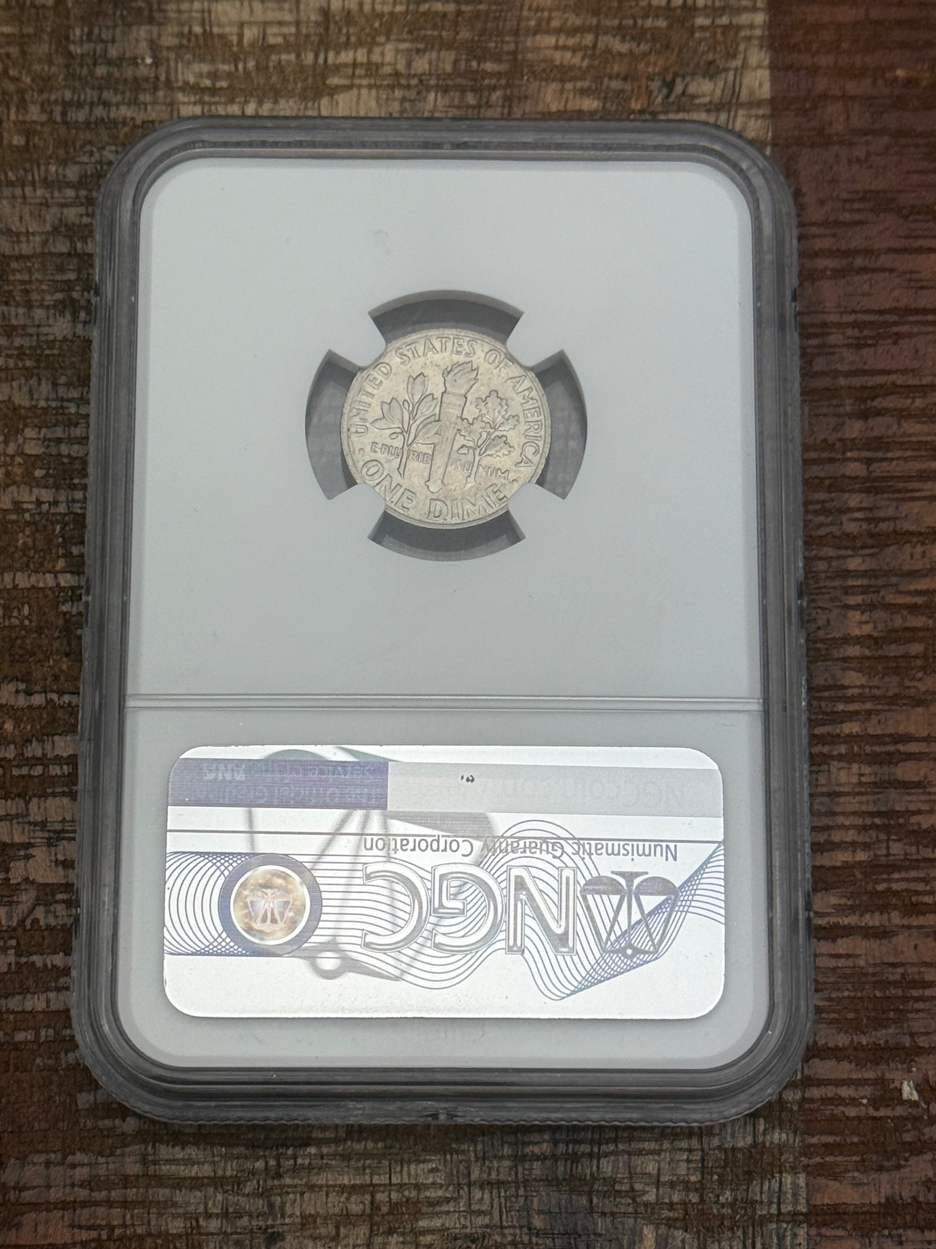 1977 10C Roosevelt Dime ~ NGC Mint Error MS63 Obverse Clad Layer Missing (1.9g)