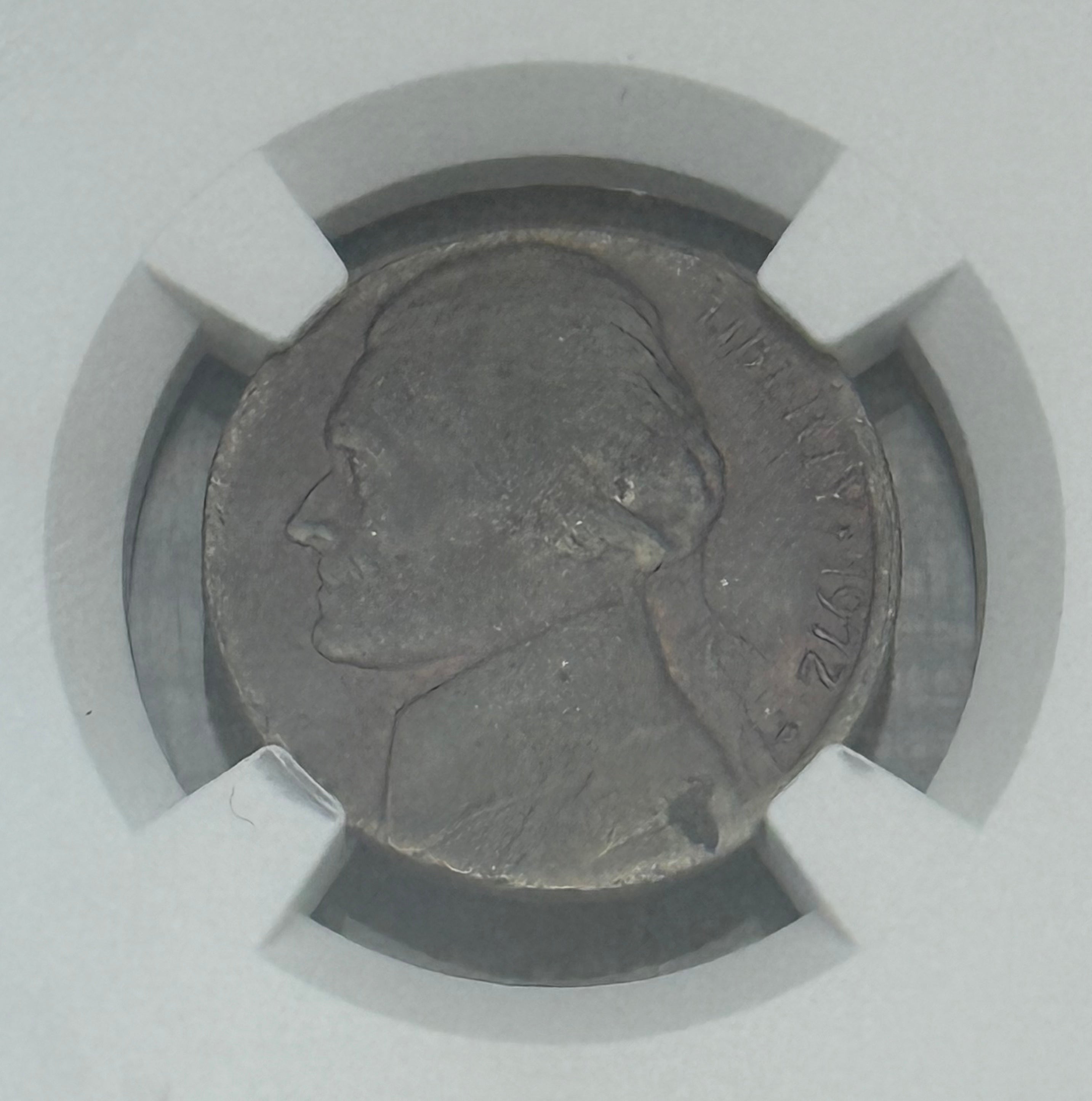 1972-D 5C Jefferson Nickel ~ NGC graded  Mint Error MS63 BN Struck on 1C Blank (3.1g)