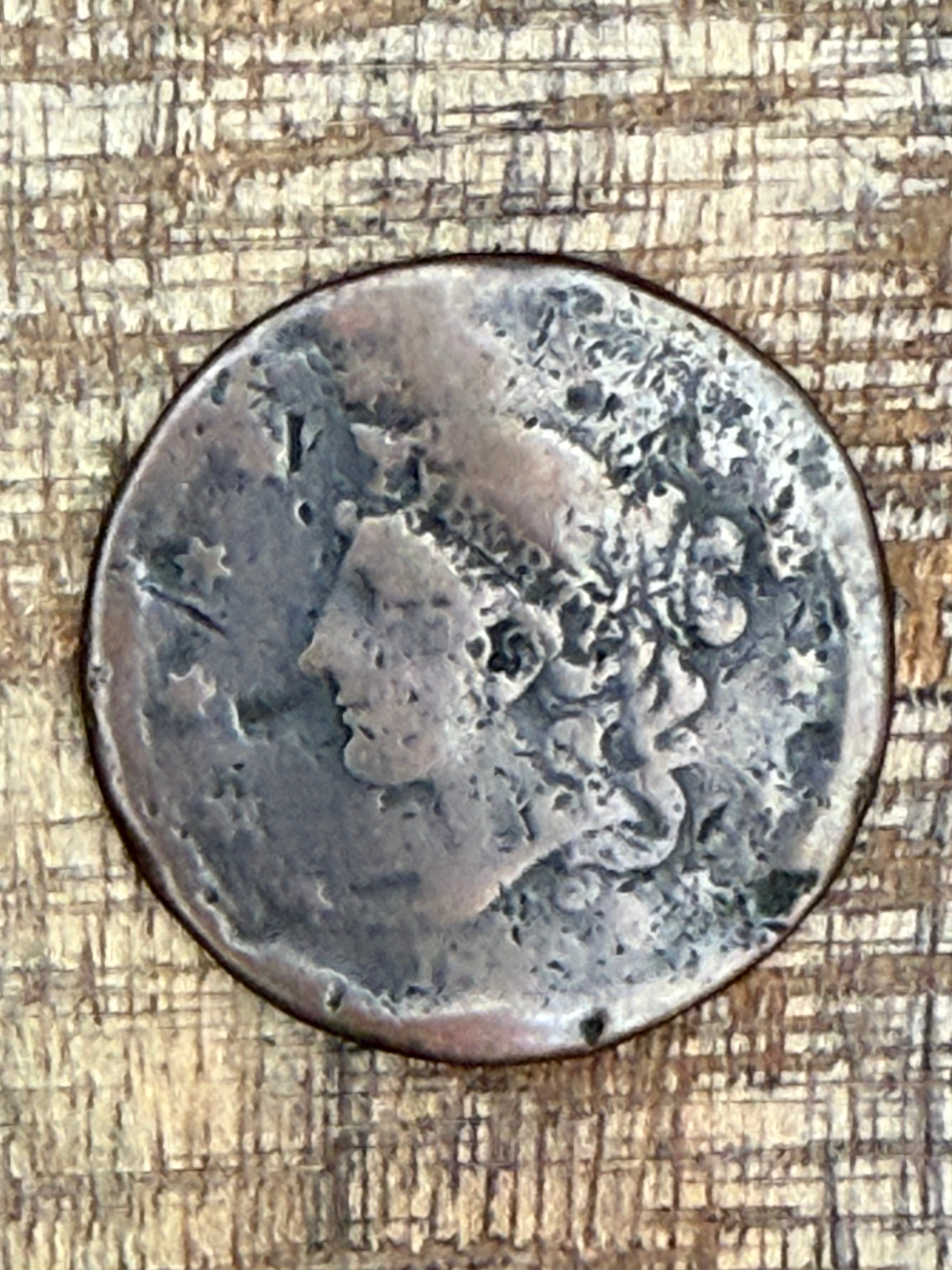1C US Large Cent ~ Unreadable date ~ Damage