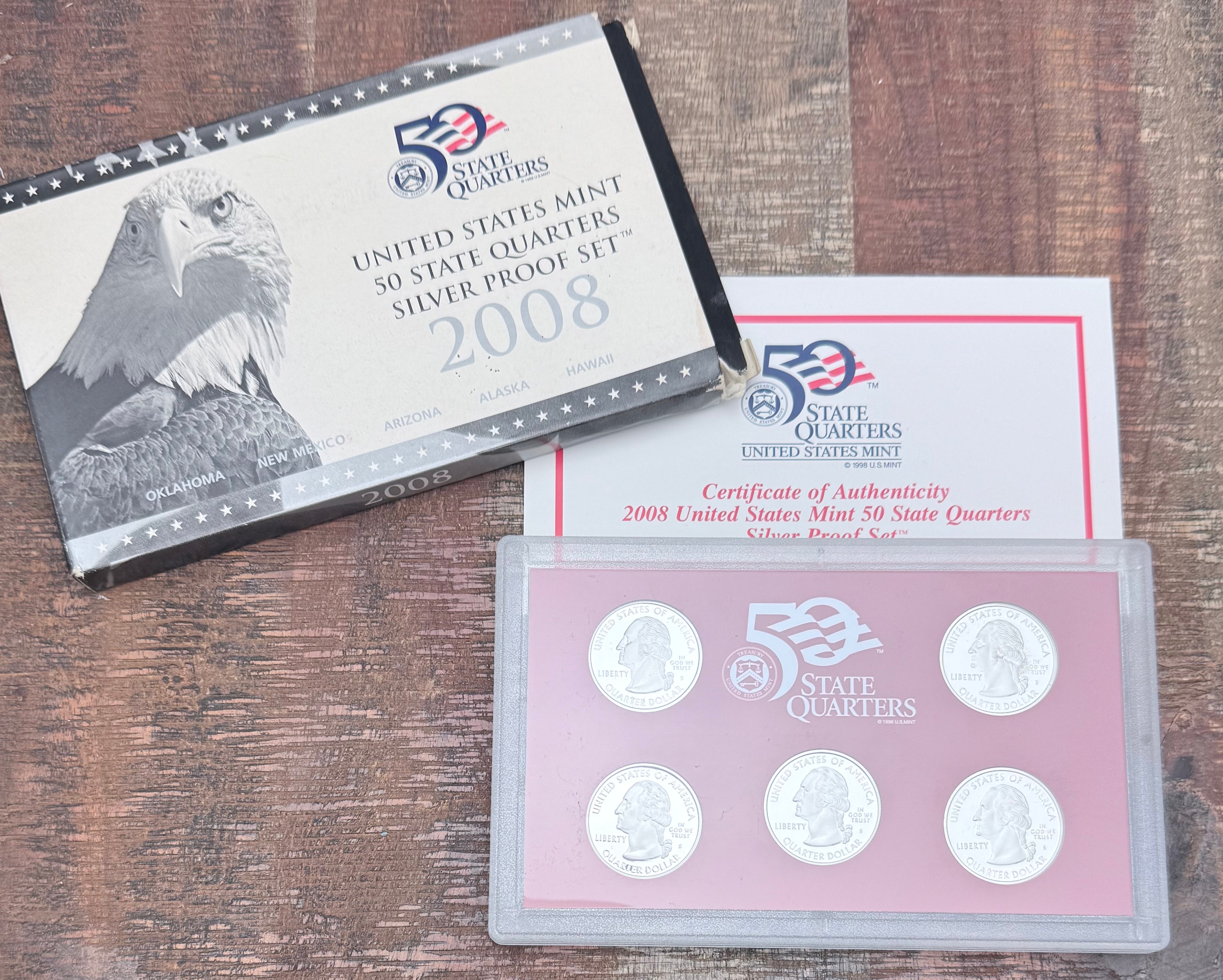 2008 US Mint Silver Quarters Proof Set