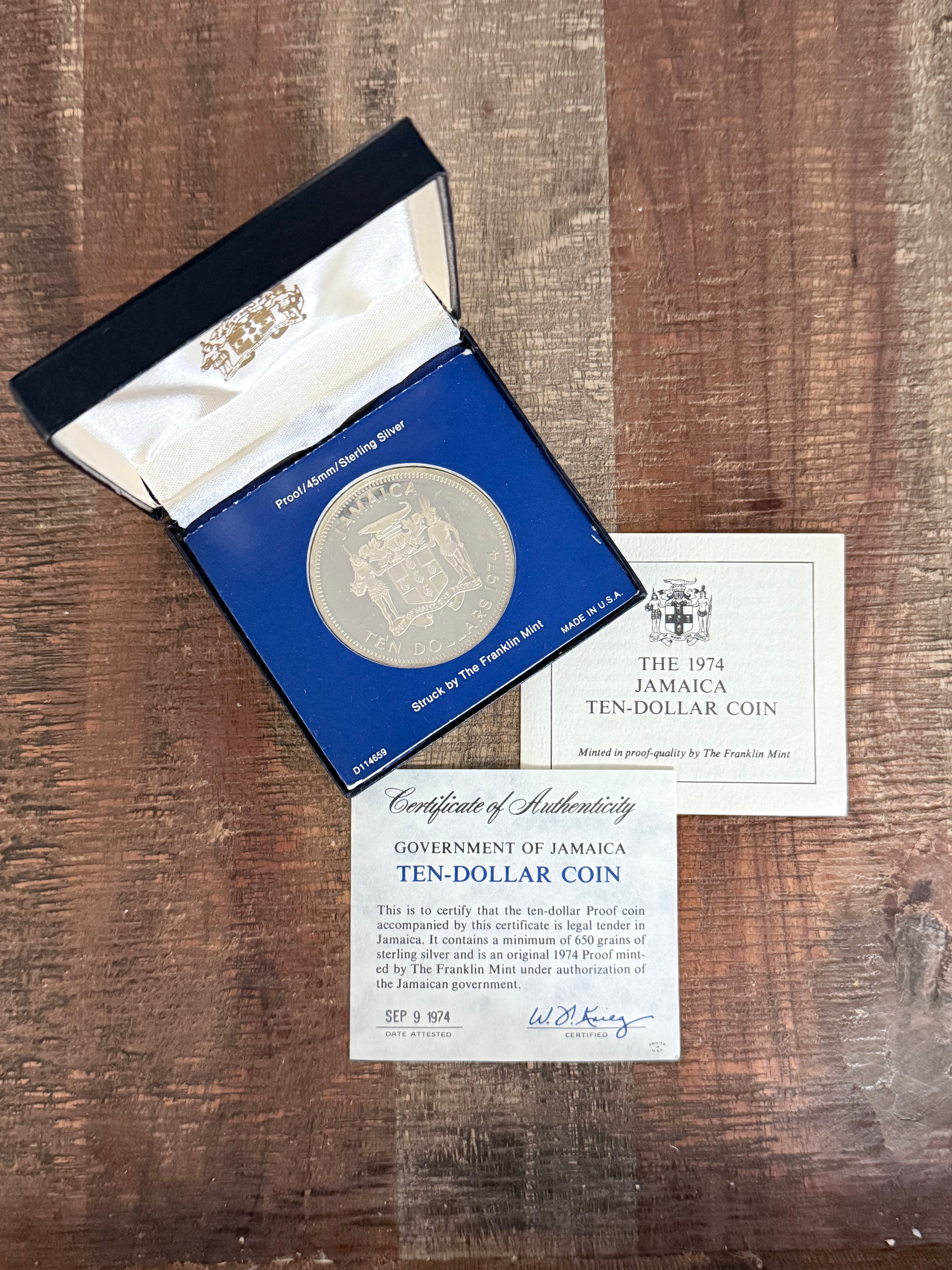 1974 Jamaica $10 Sterling Silver Proof Sir Henry Morgan