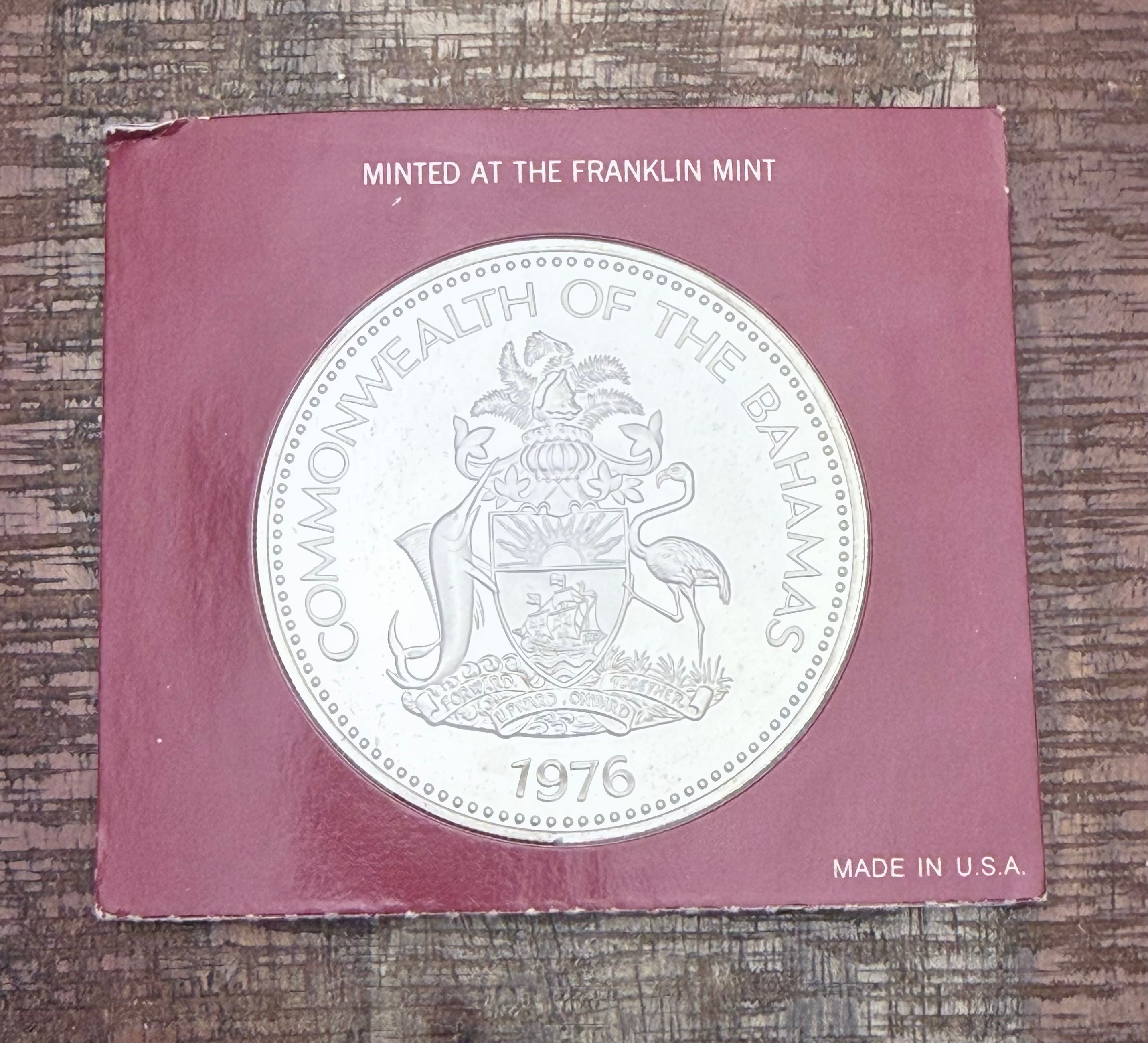 1976 Bahamas $10 Sterling Silver Proof Independence Day Coin