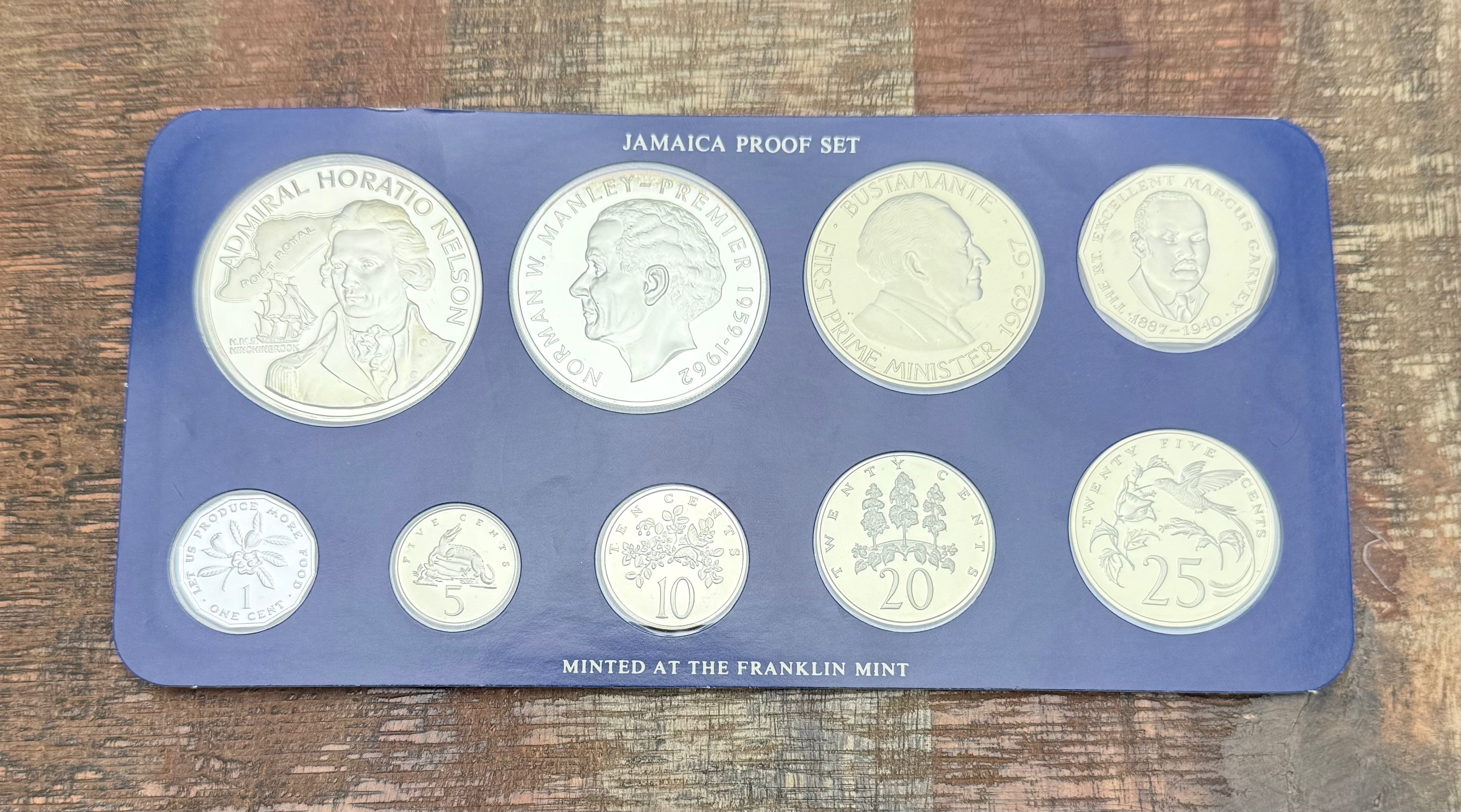 1976 Jamaica 9-Piece Proof Set (w/Box & COA)
