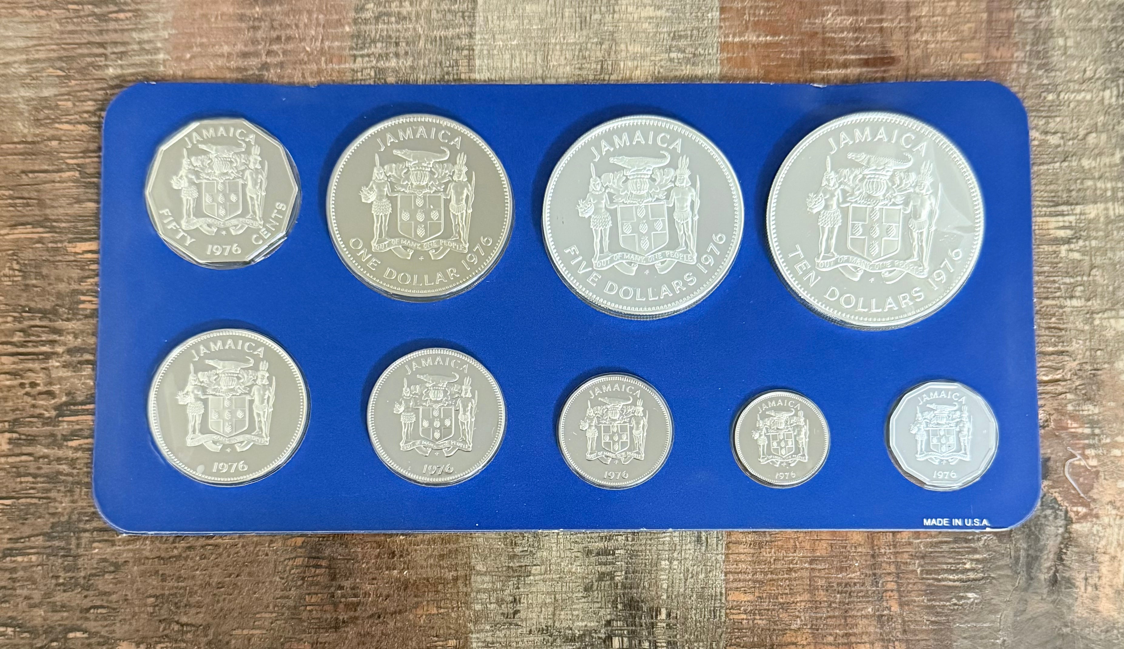 1976 Jamaica 9-Piece Proof Set (w/Box & COA)