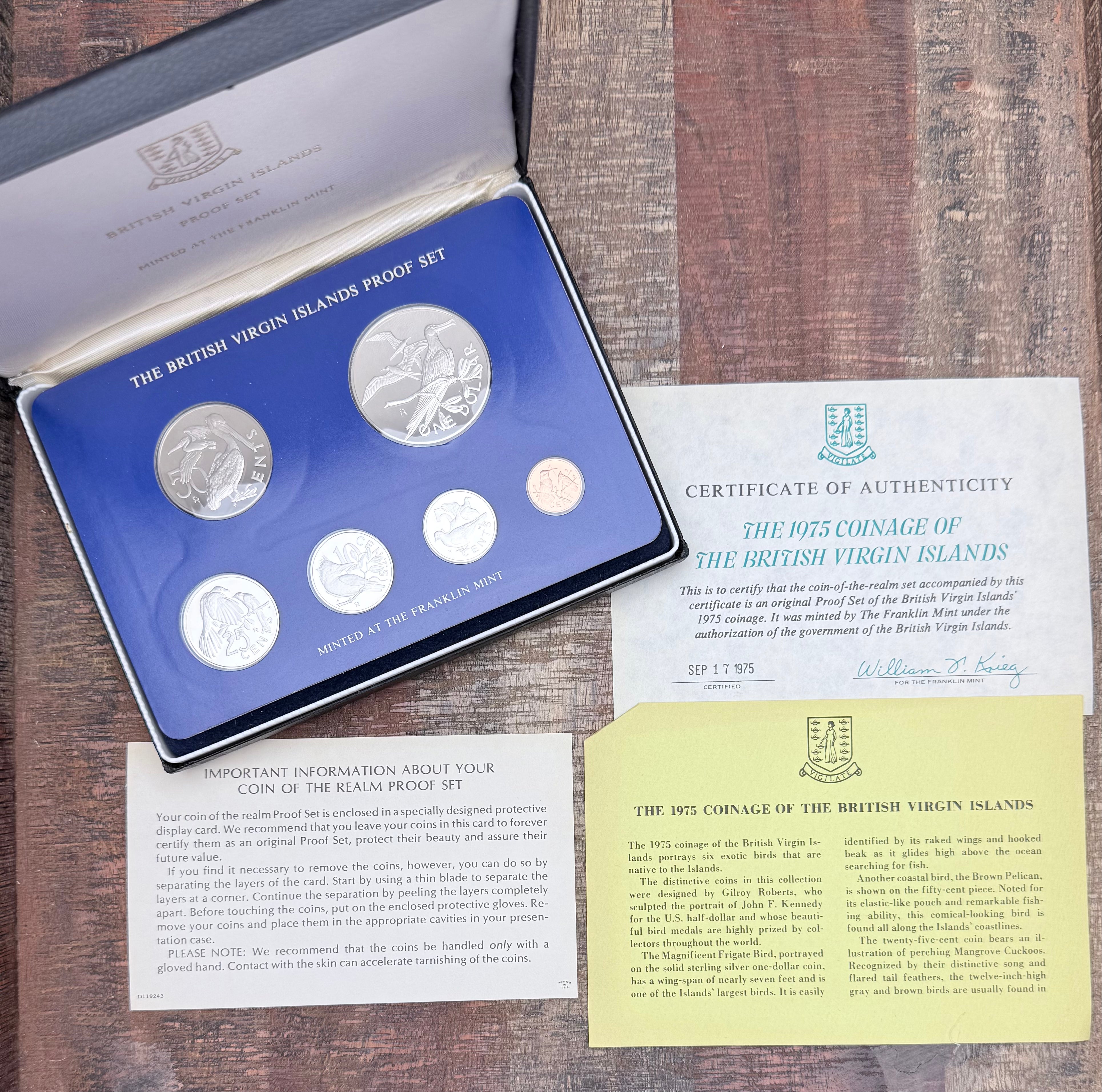 1975 British Virgin Islands 6-Piece Proof Set ~ Box & COA – USRC 1975 British Virgin Islands 6-Piece Proof Set ~ Box & COA – USRC