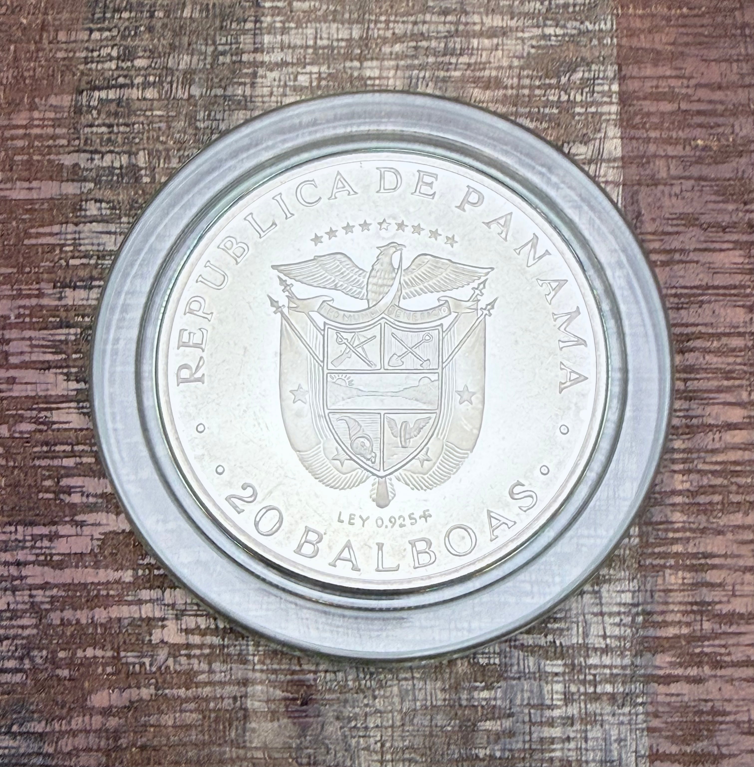 1973 Panama Silver 20 Balboas Simon Bolivar Proof