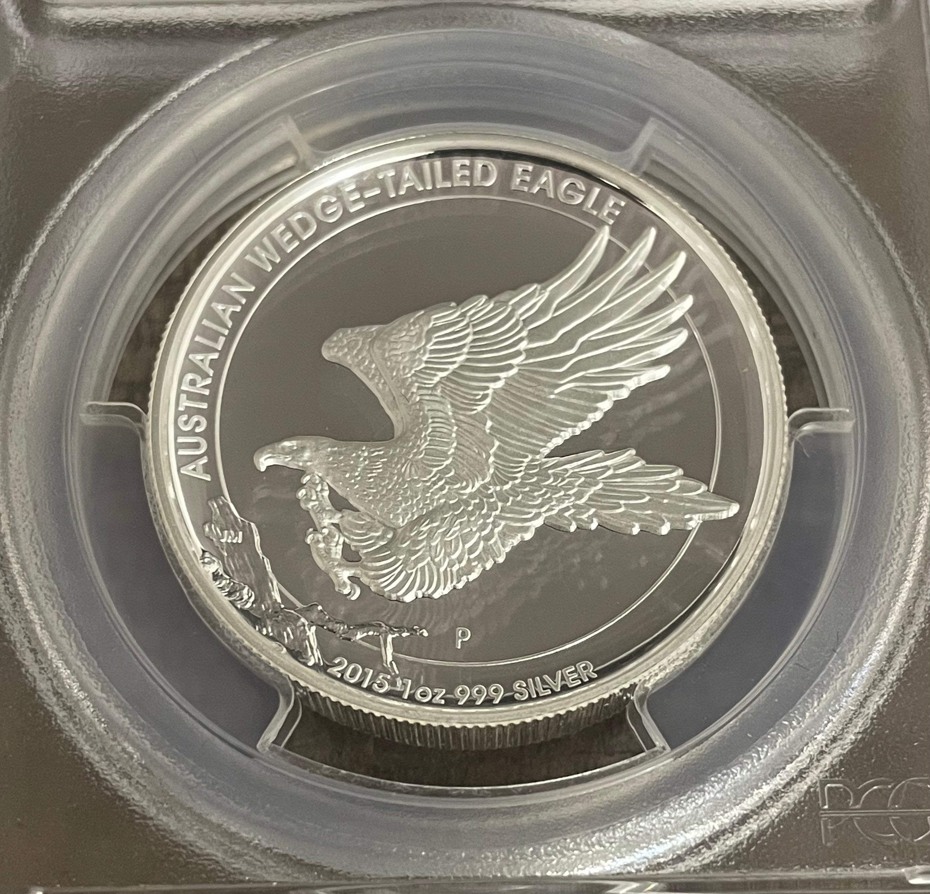 2015-P $1 Australia Eagle High Relief ~ PCGS PR70 DCAM ~ Mercanti Signed ~ Box, case, and COA included.