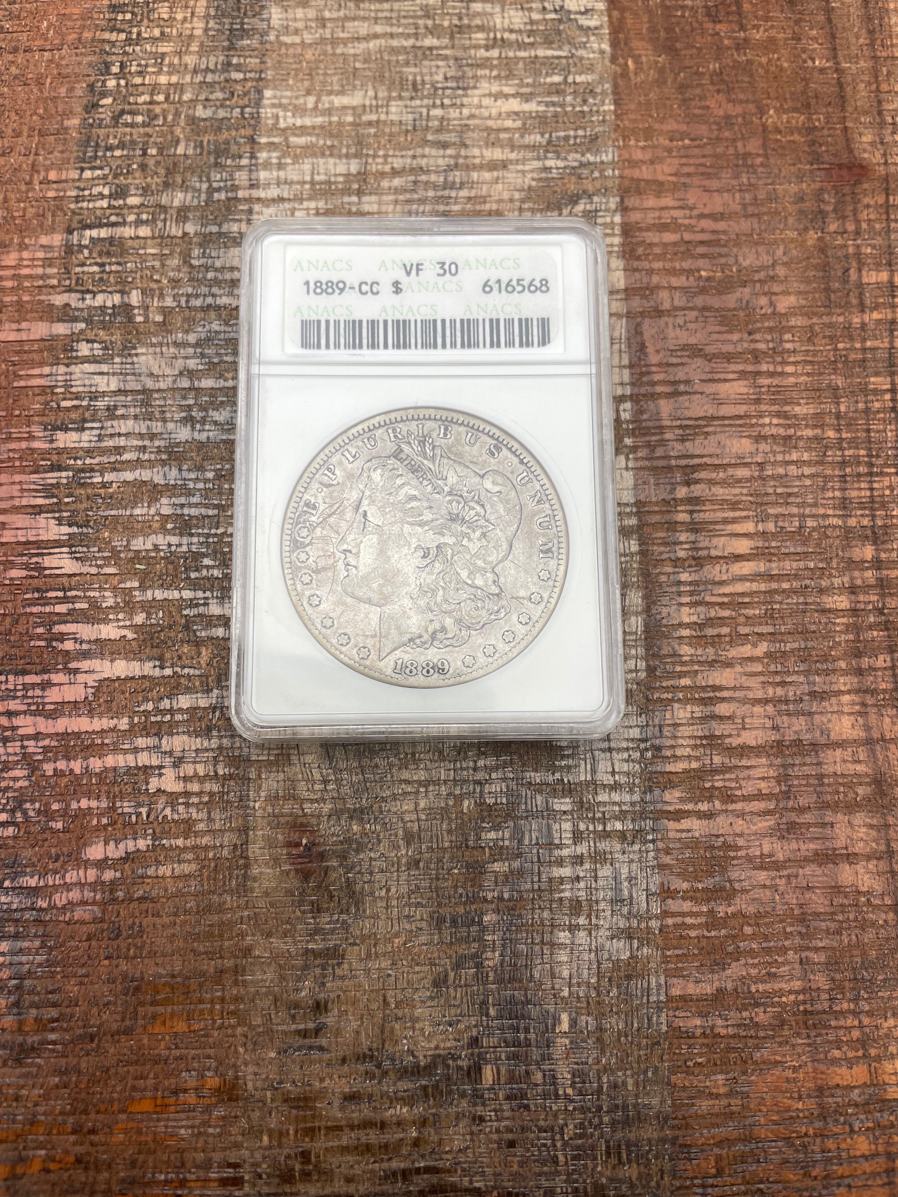 1889-CC $1 US Morgan Silver Dollar ~ ANACS VF30