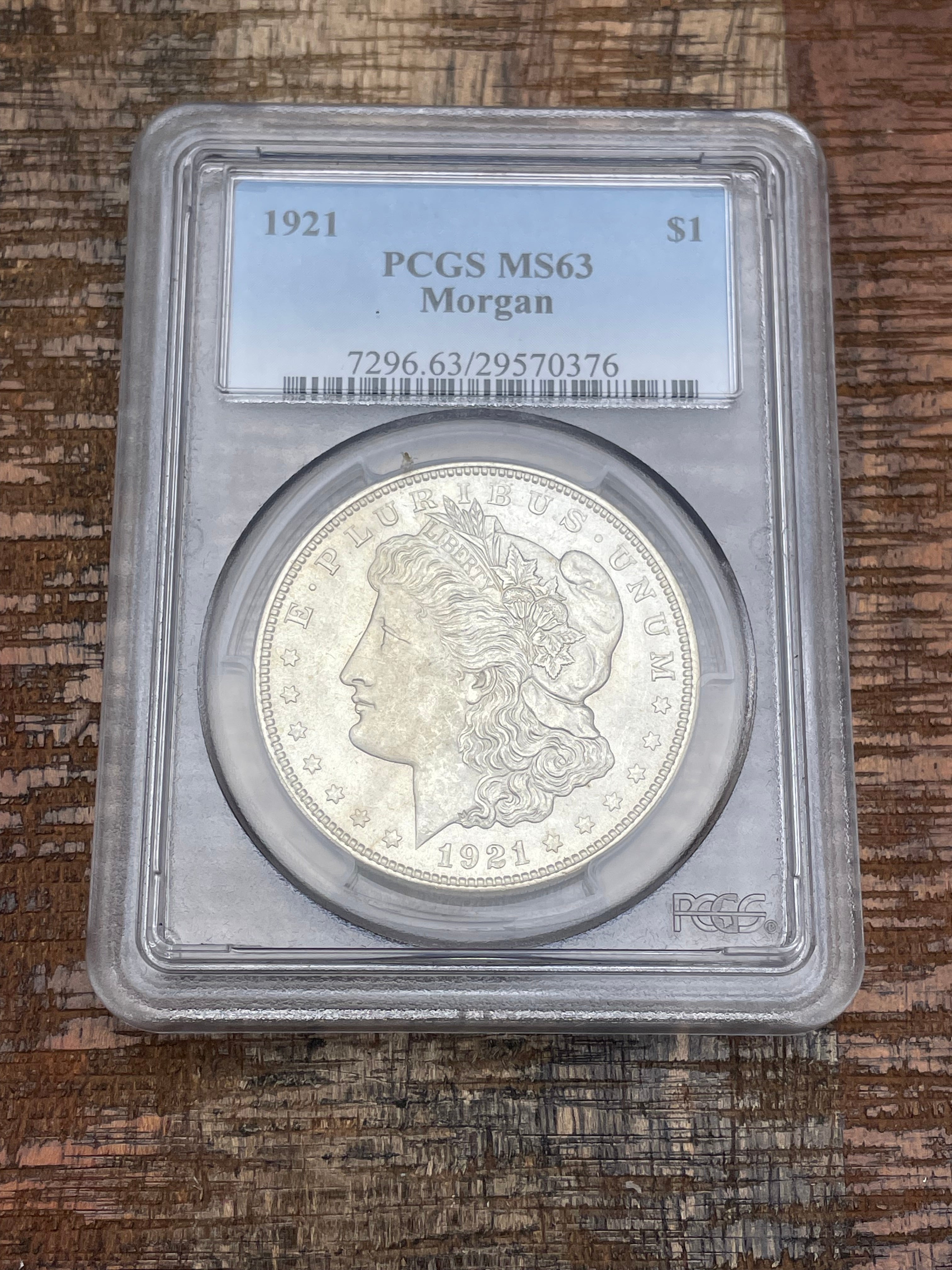 1921 $1 US Morgan Silver Dollar PCGS MS63