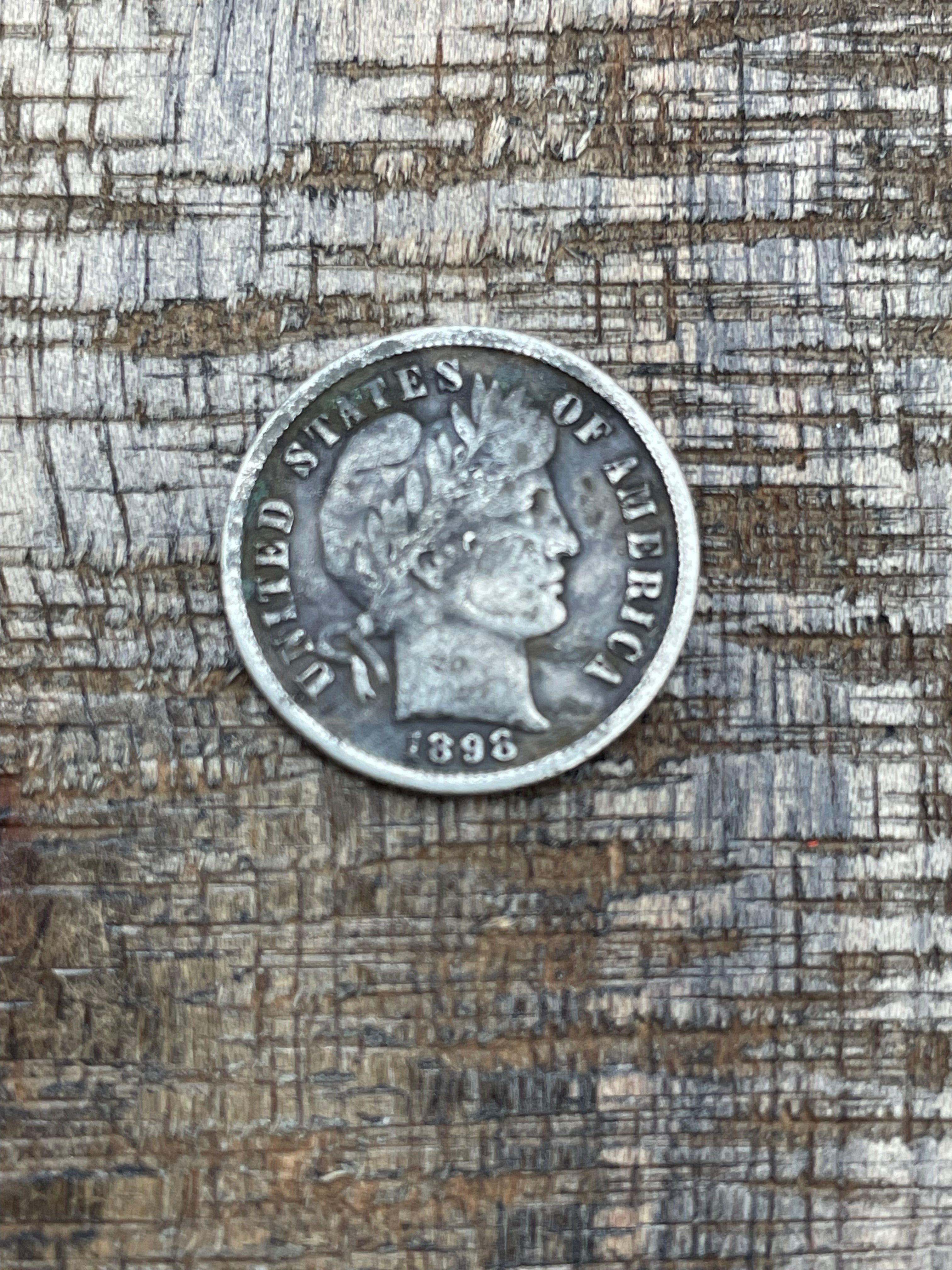 1898 10c US Barber Dime - 90% Silver