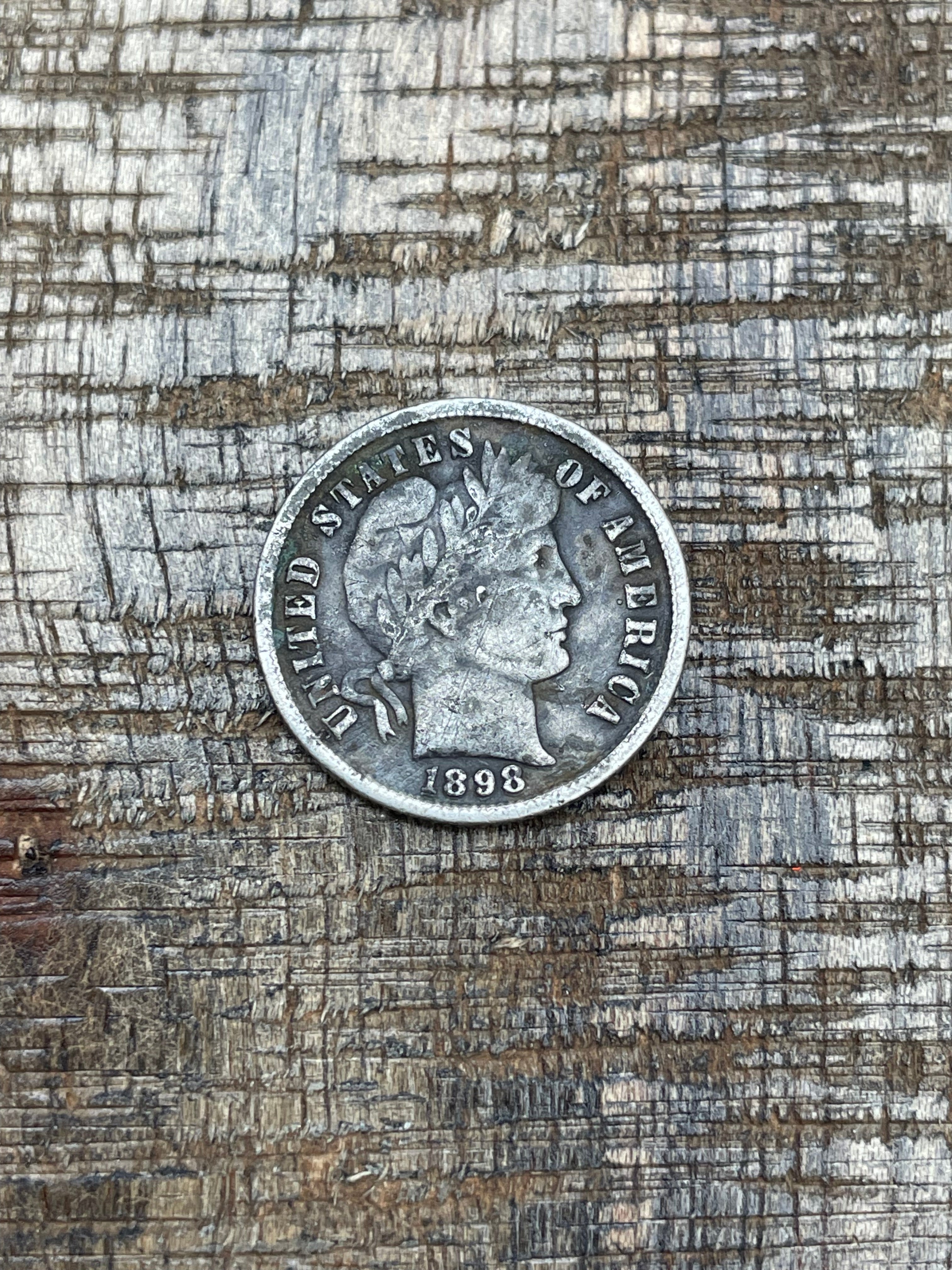 1898 10c US Barber Dime - 90% Silver