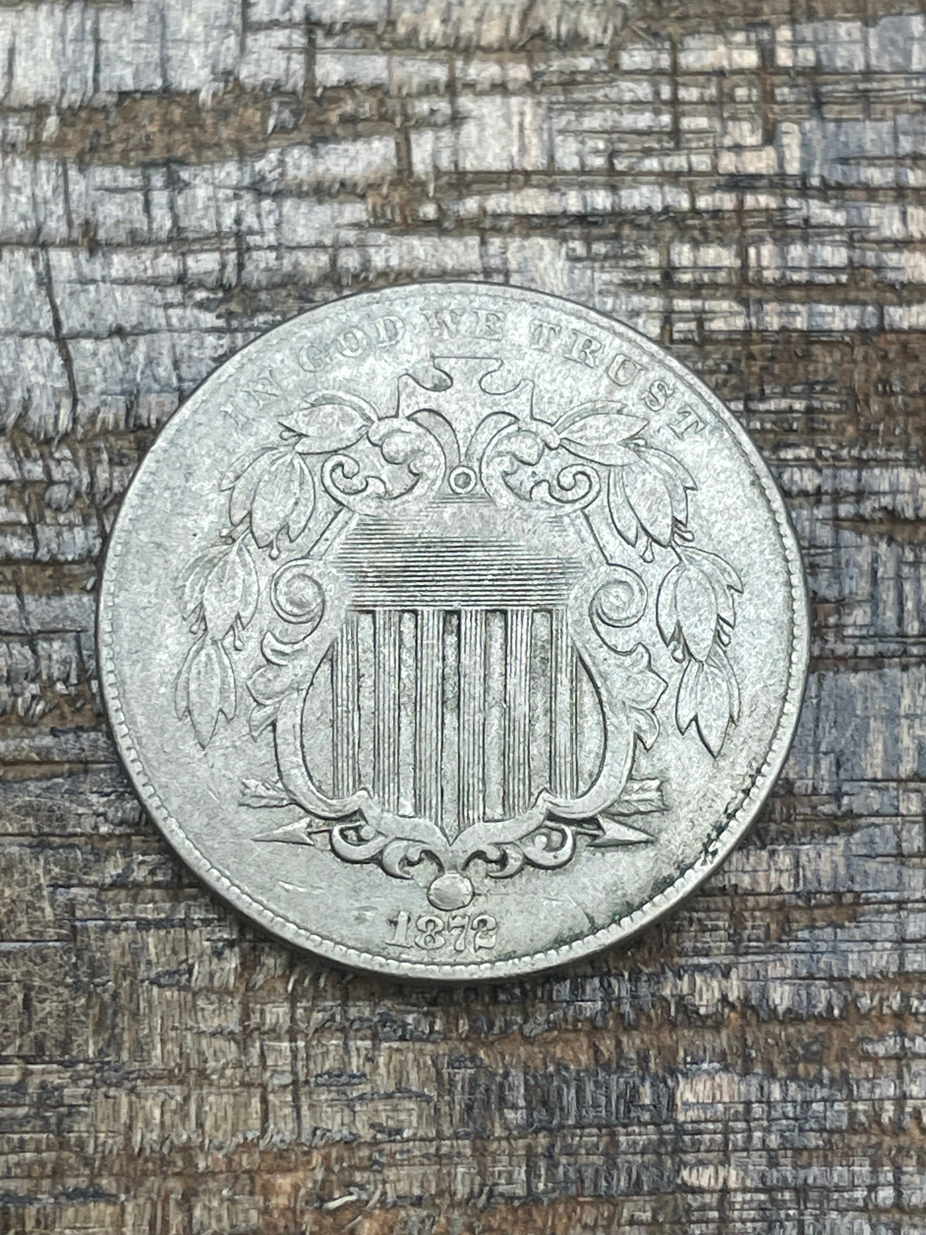 1872 5C Shield Nickel