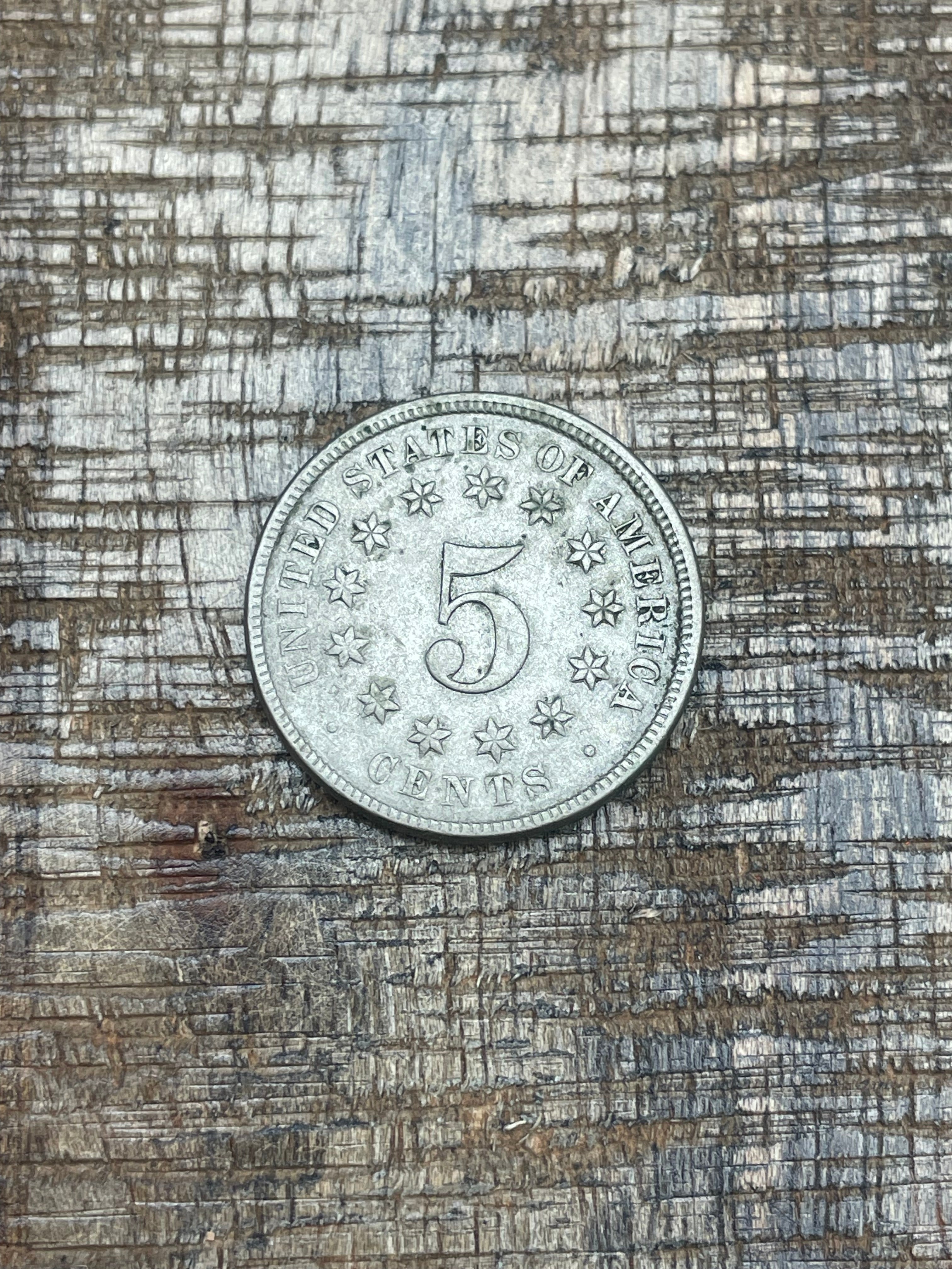 1872 5C Shield Nickel
