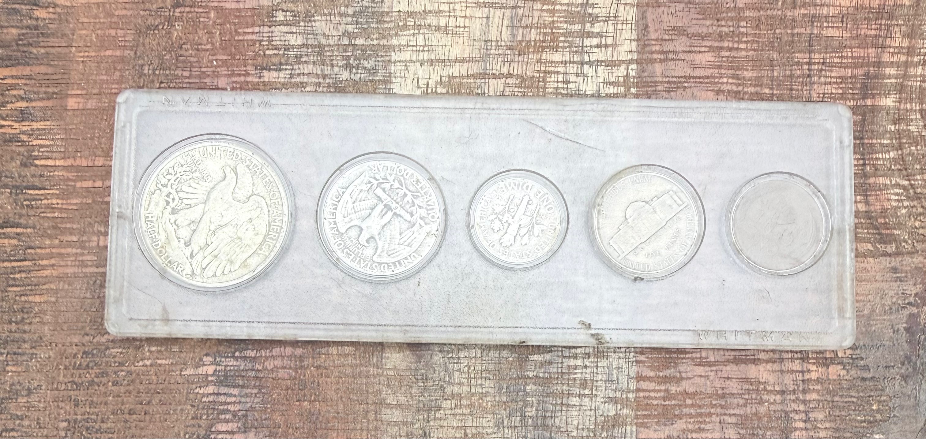 1947 Birth Year Set, 5 coin set with 90% Silver Half Dollar, Quarter, & Dime.