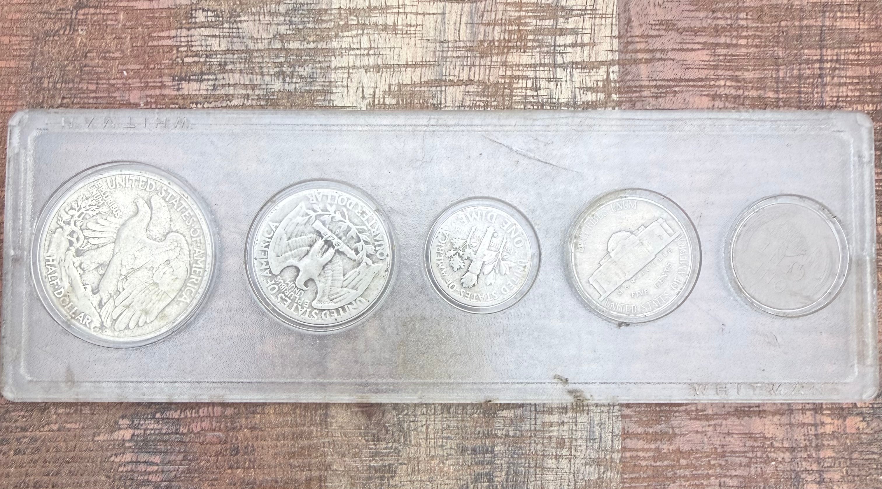1947 Birth Year Set, 5 coin set with 90% Silver Half Dollar, Quarter, & Dime.