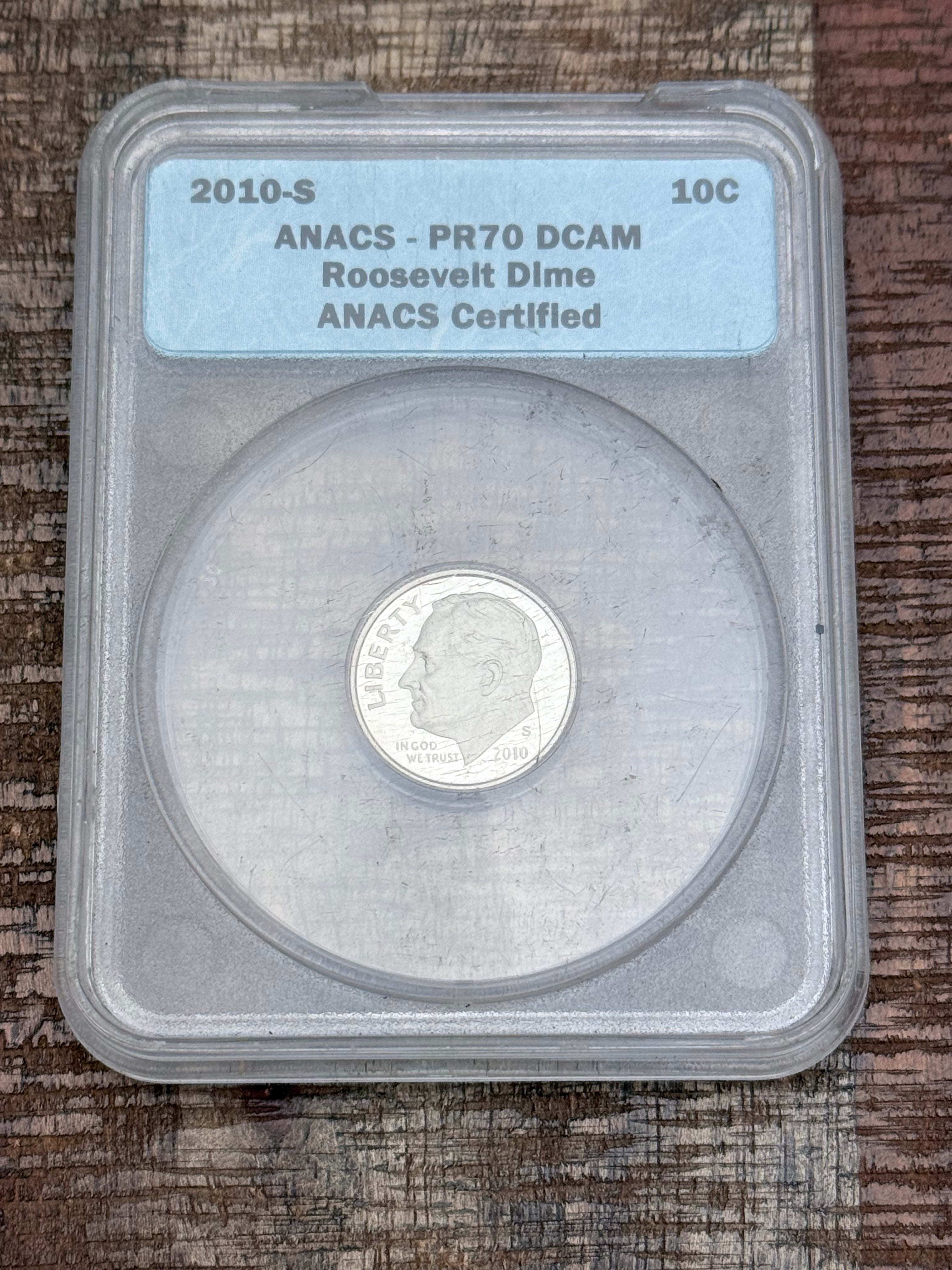 2010-S 10C Roosevelt Dime ANACS PR70DCAM