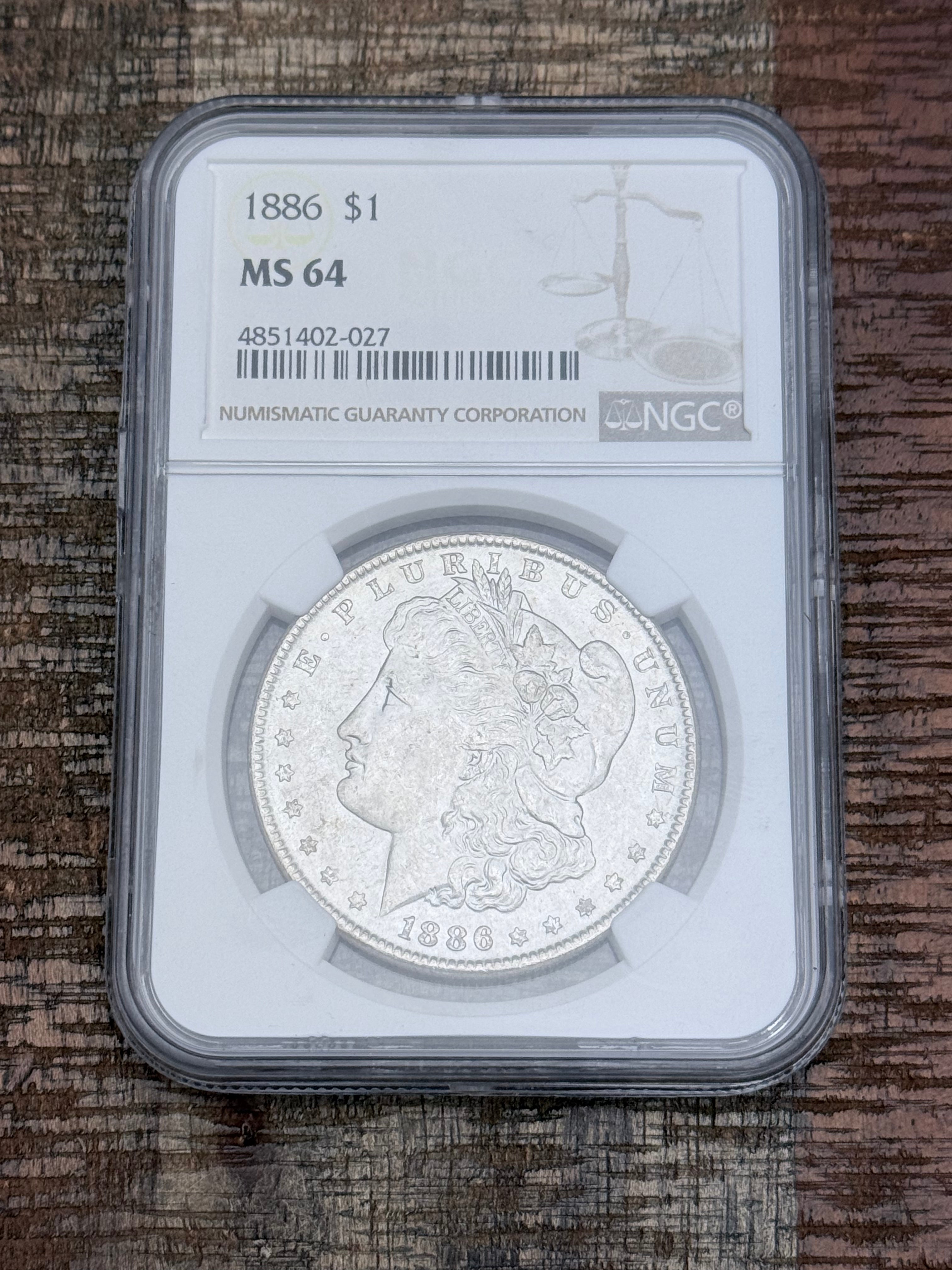 1886 $1 US Morgan Silver Dollar NGC MS64