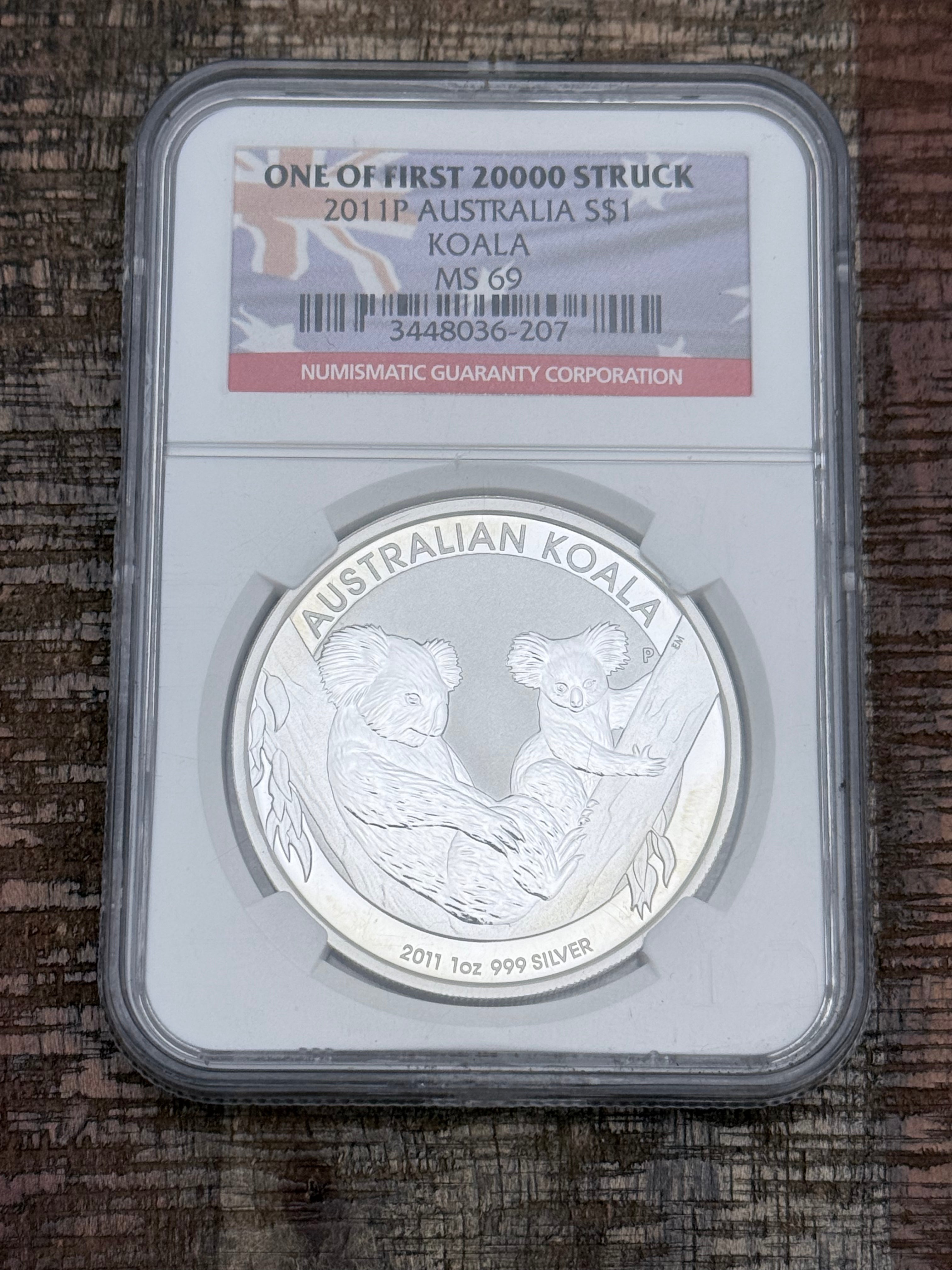 2011 P $1 Australia Koala ~ NGC MS69 ~ One of the first 2000 struck