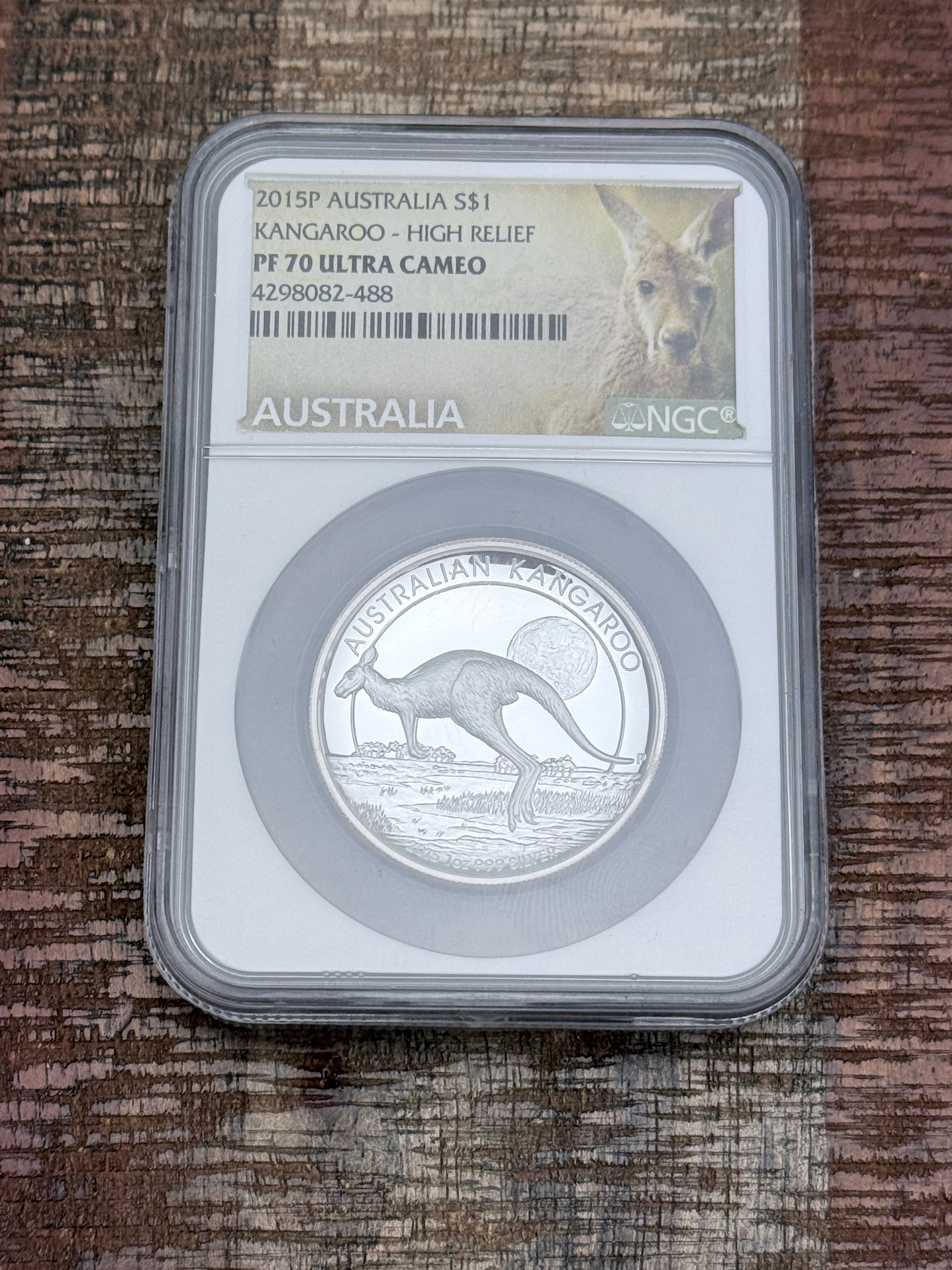 2015 $1 Australia Kangaroo ~ High Relief ~ NGC PF70 Ultra Cameo