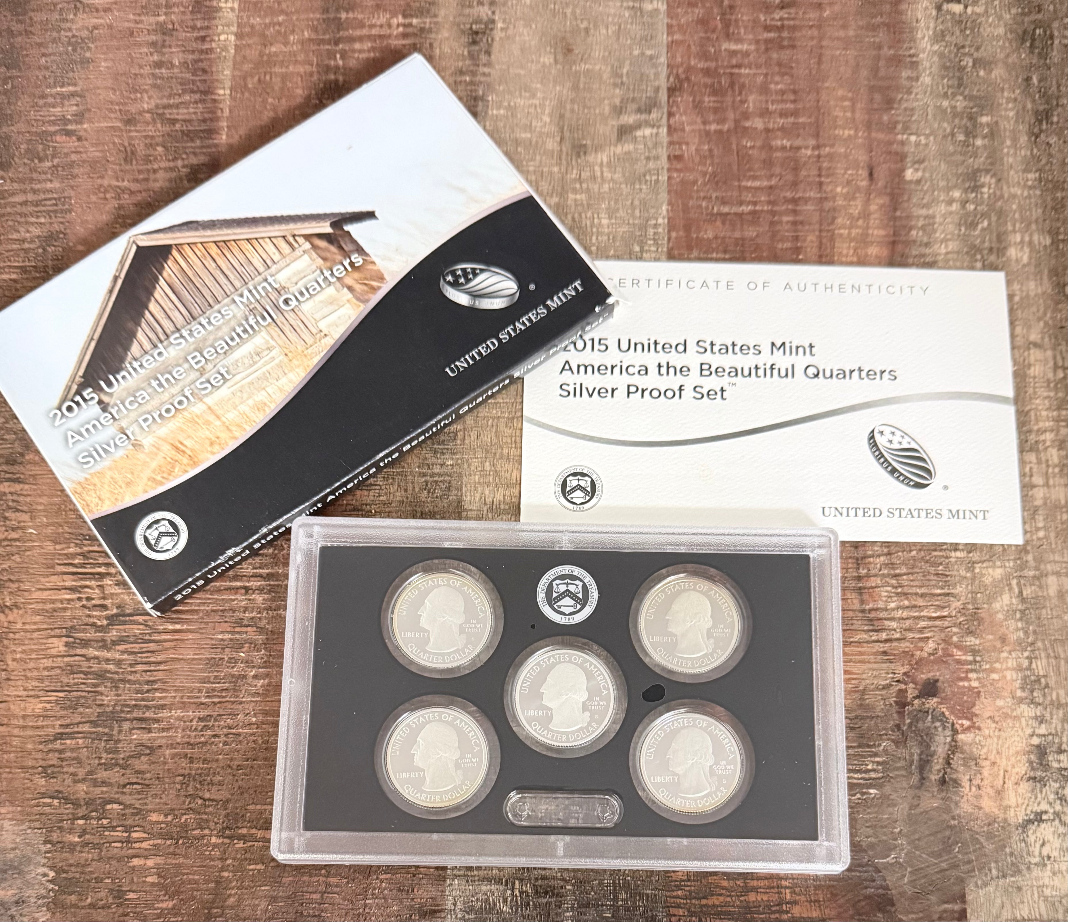 2015 US Mint America the Beautiful Quarters Silver Proof Set in OGP with COA