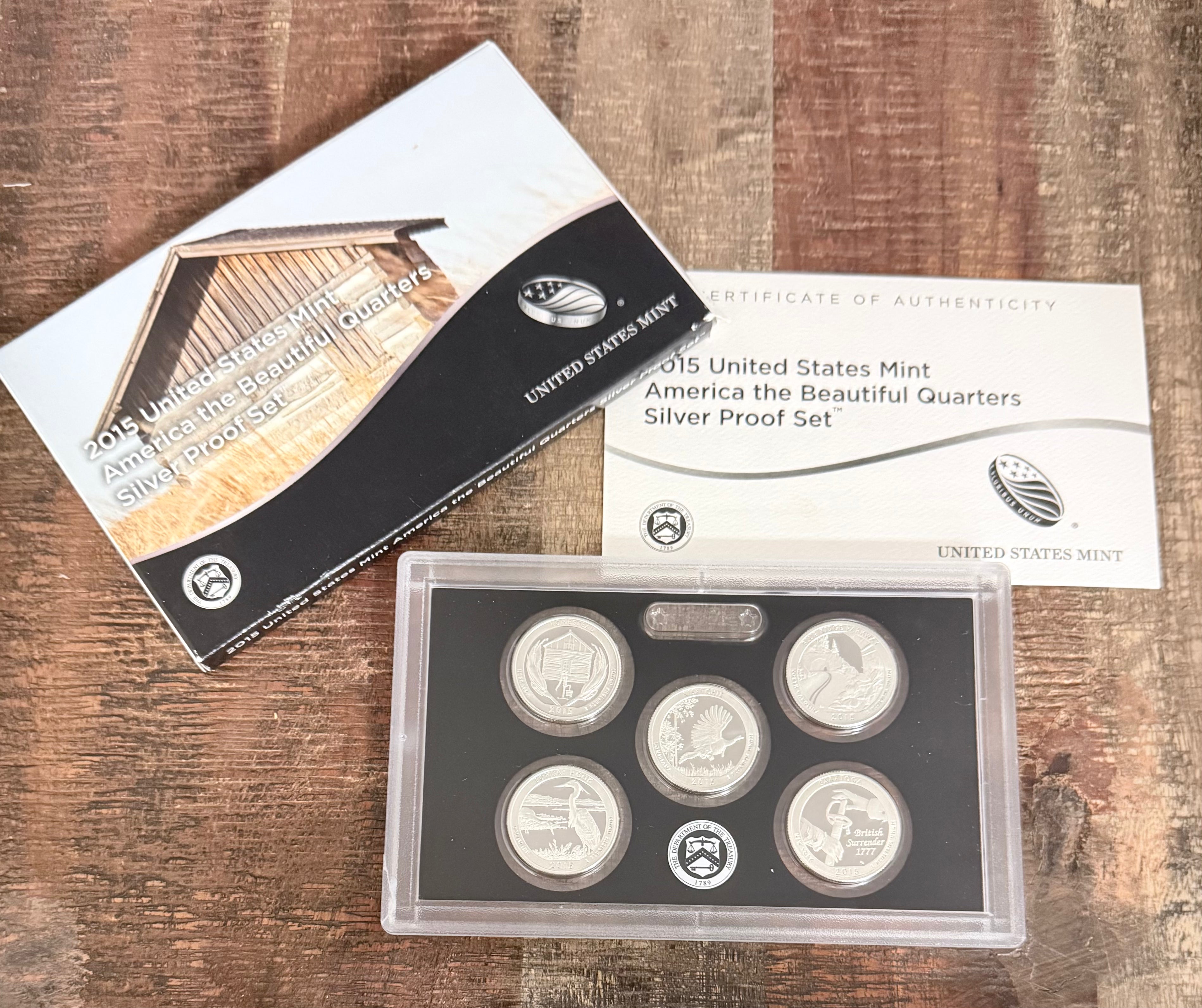 2015 US Mint America the Beautiful Quarters Silver Proof Set in OGP with COA
