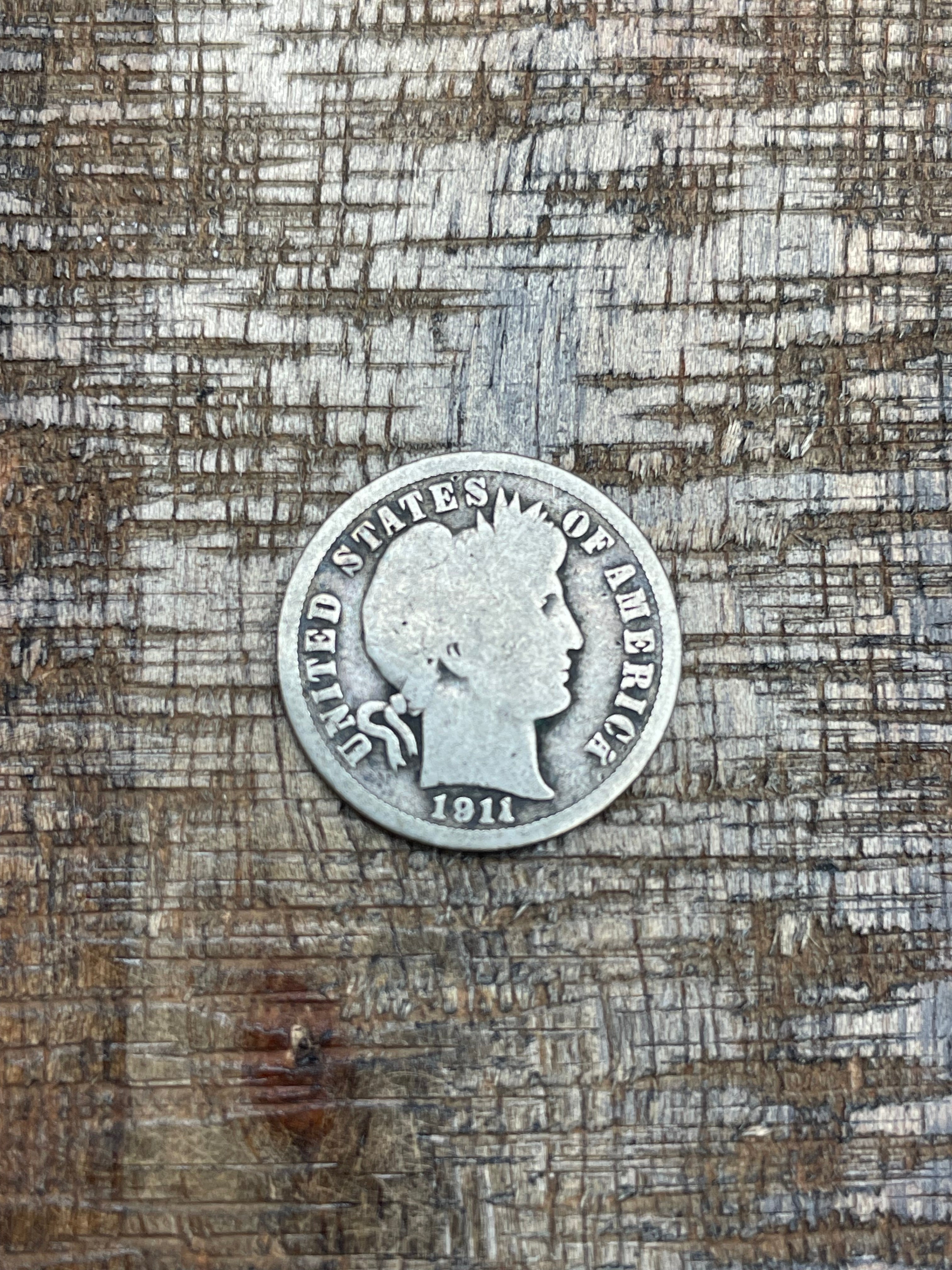 1911 10c US Barber Dime - 90% Silver