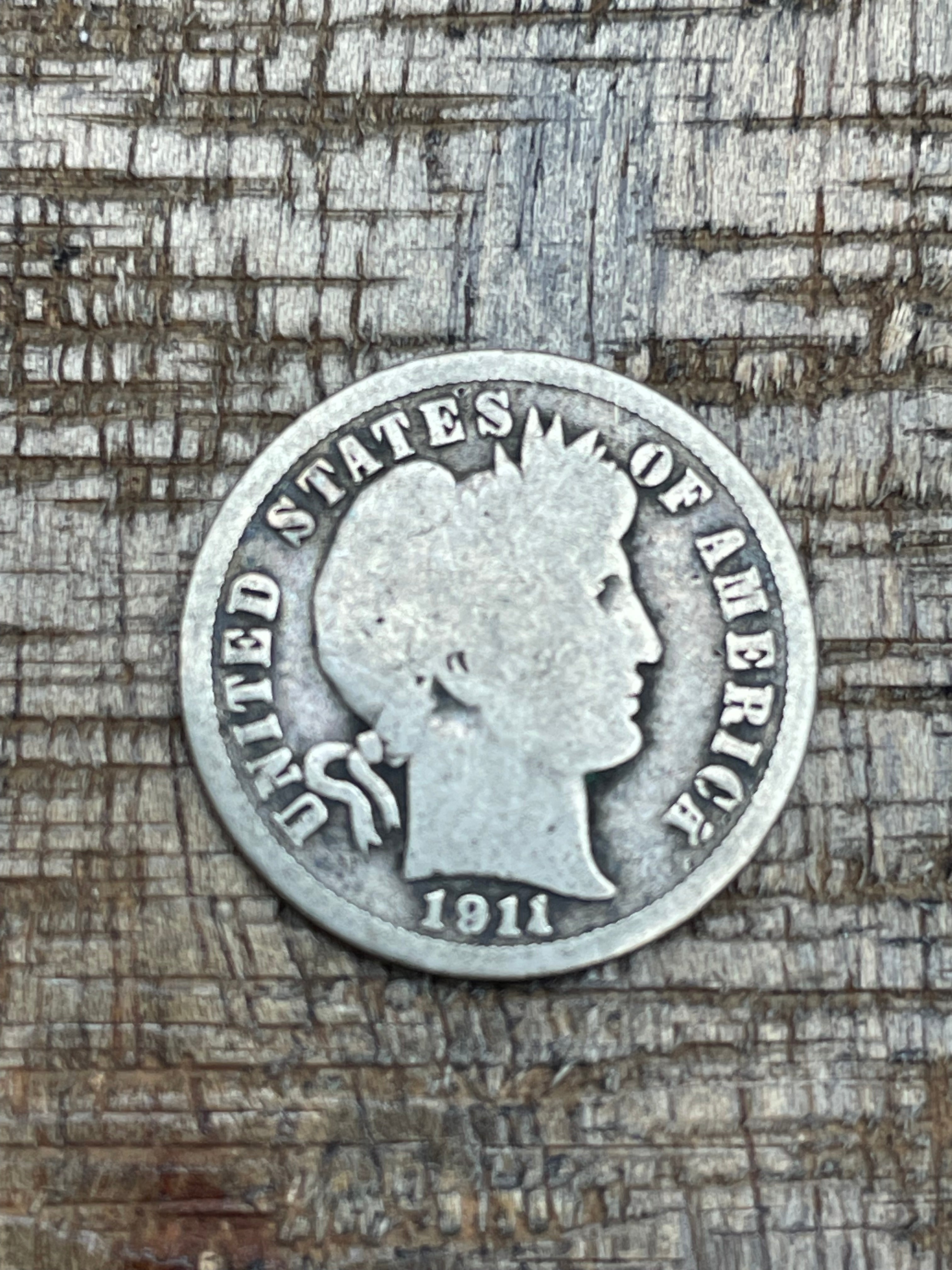 1911 10c US Barber Dime - 90% Silver