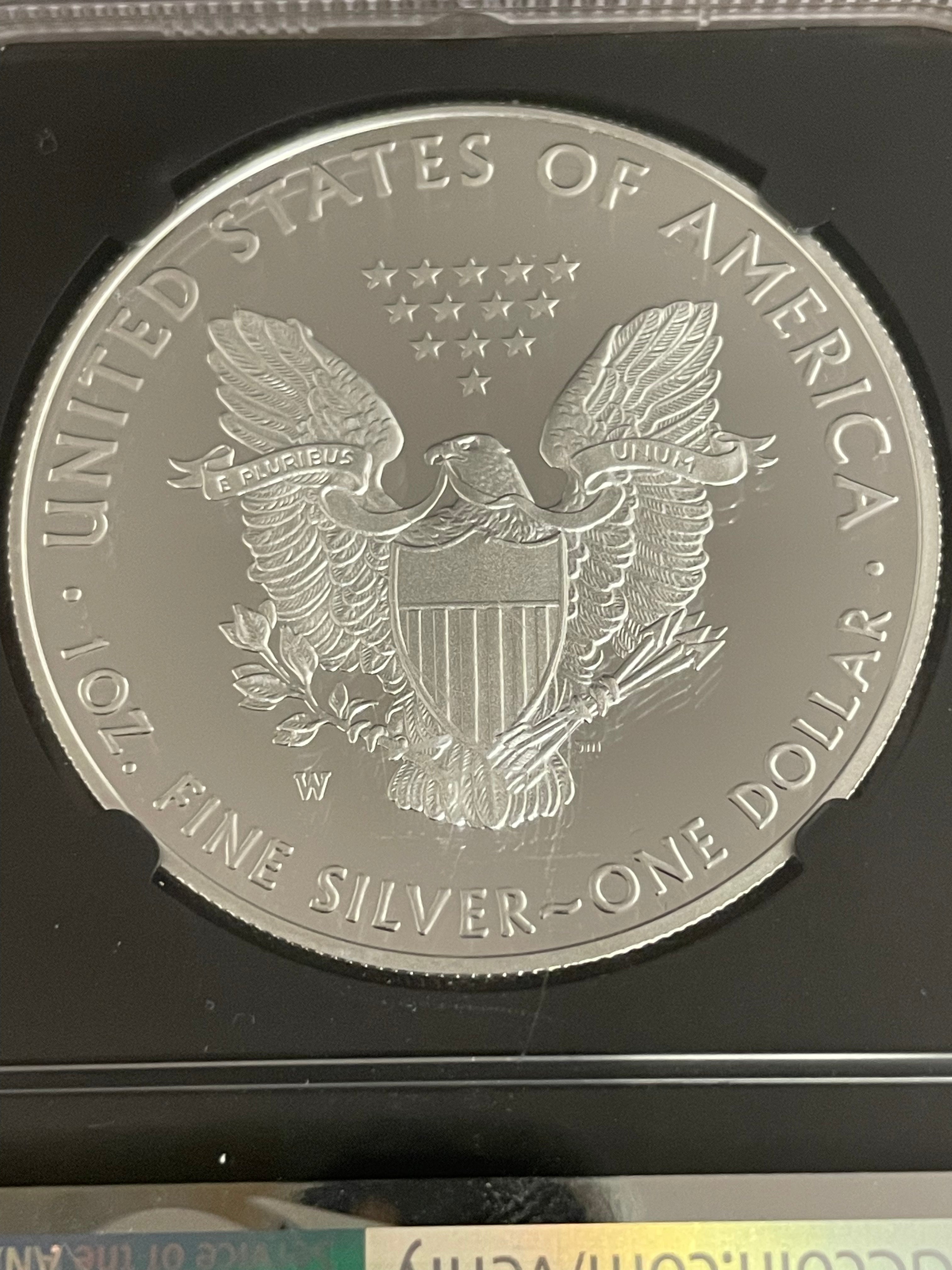 2021-W $1 US American Silver Eagle, Heraldic Eagle T-1, FDOI, NGC 2021-W $1 US American Silver Eagle, Heraldic Eagle T-1, FDOI, NGC