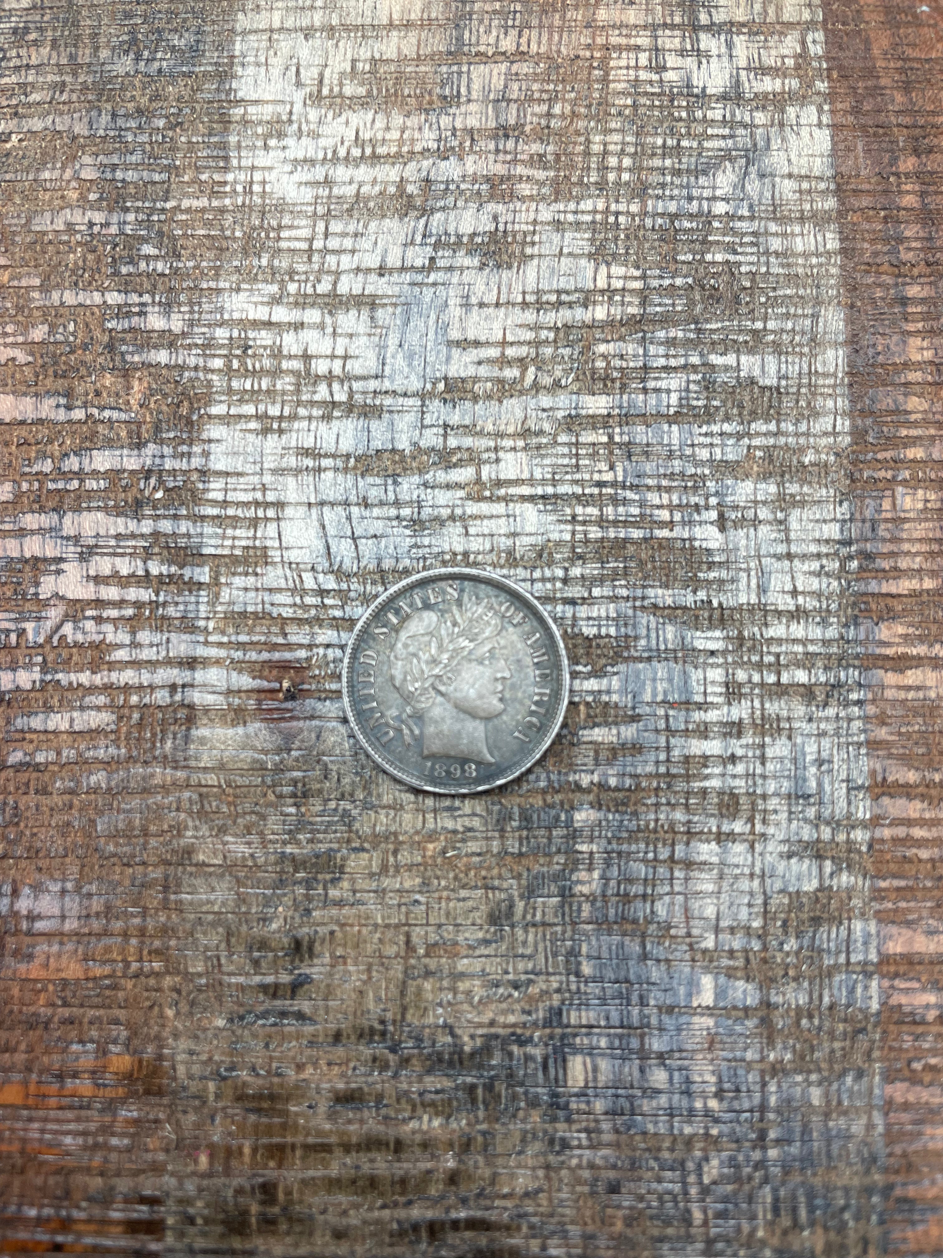 1898 10c US Barber Dime - 90% Silver ~ Toned ~ Full LIBERTY ~ Beautiful Coin