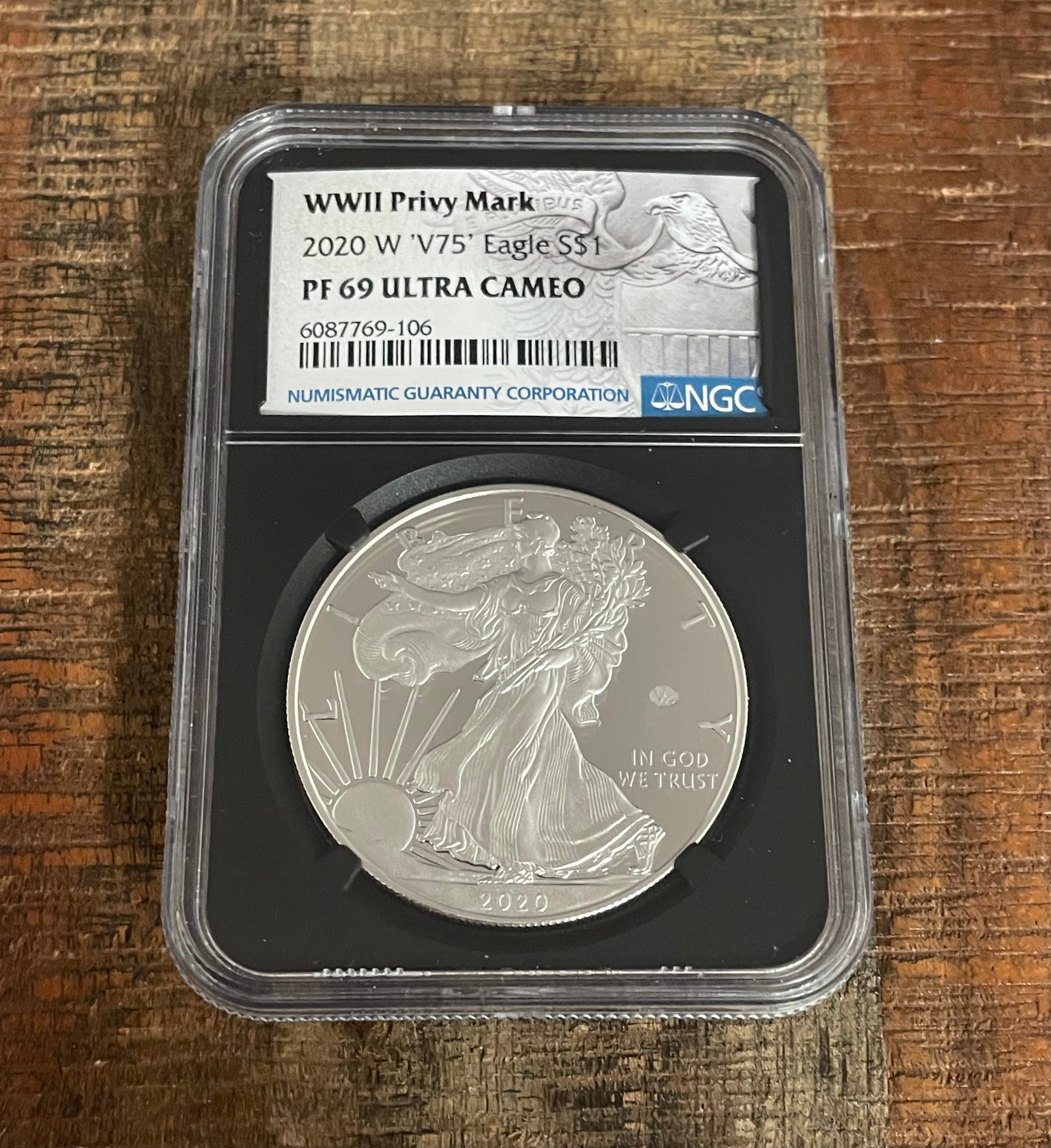 2020-W $1 American Silver Eagle ~ WWII Privy Mark ~ NGC MS69 Ultra Cameo