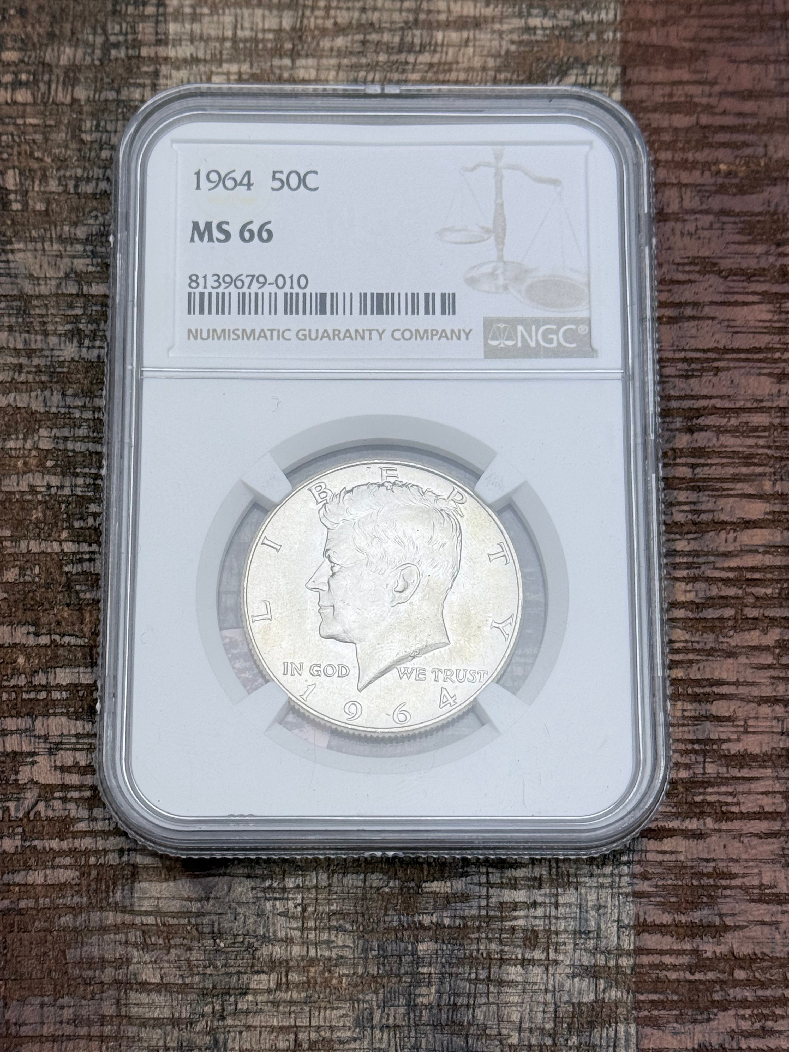 1964 50C Silver Kennedy Half Dollar~NGC MS66