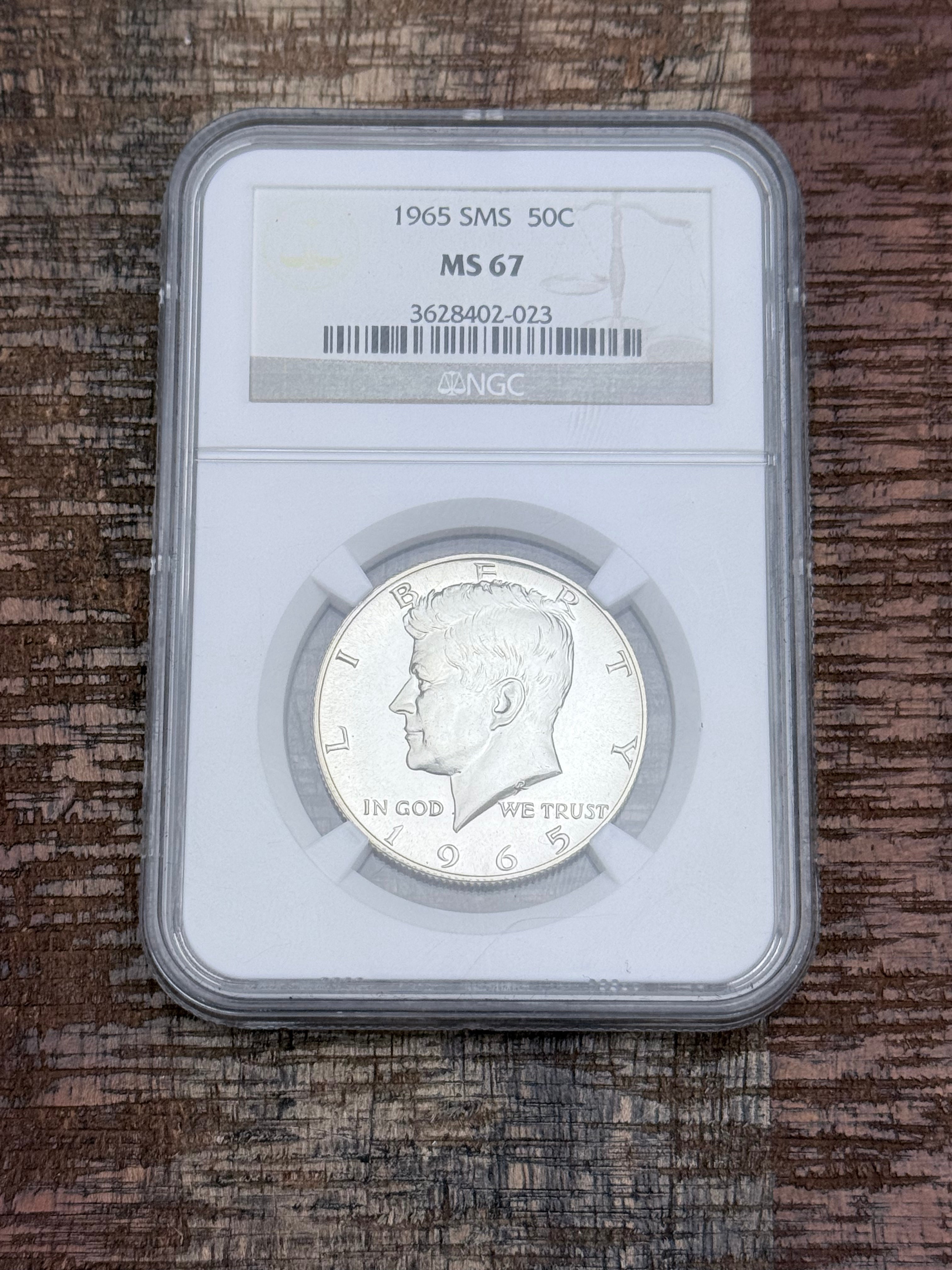 1965 SMS 50C Silver Kennedy Half Dollar~NGC MS67