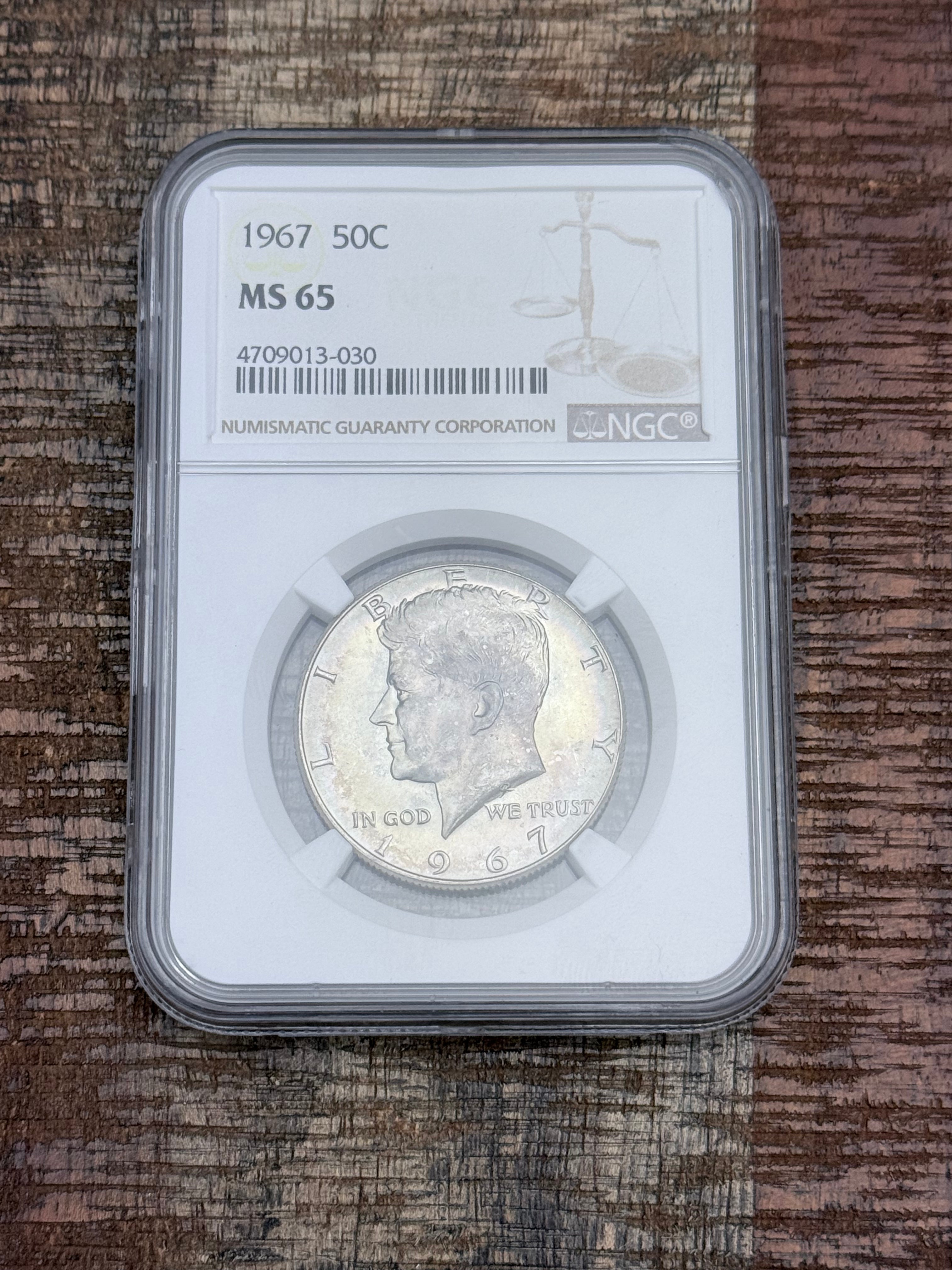 1967 50C Silver Kennedy Half Dollar~NGC MS65