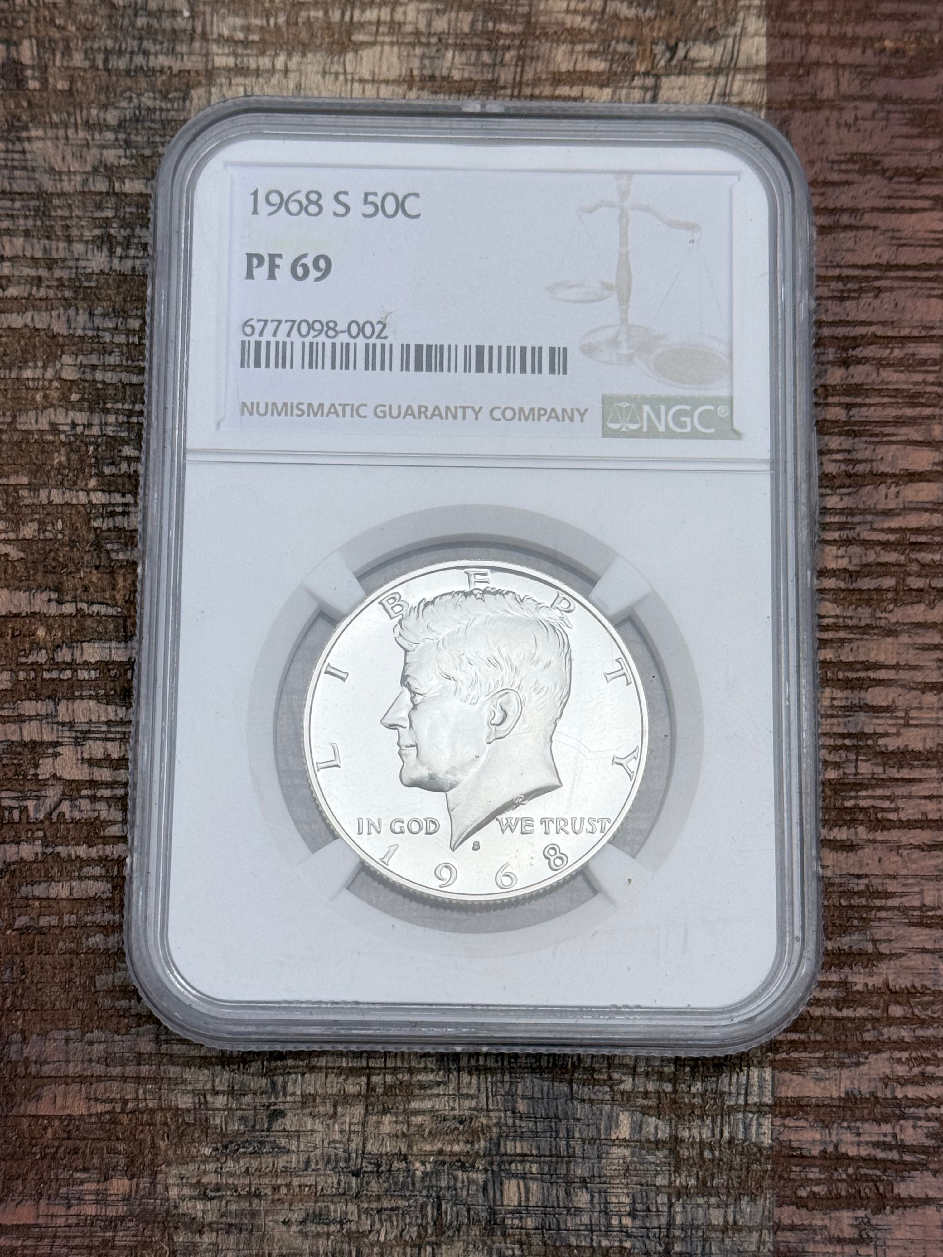 1968-S 50C Silver Kennedy Half Dollar~NGC PF69