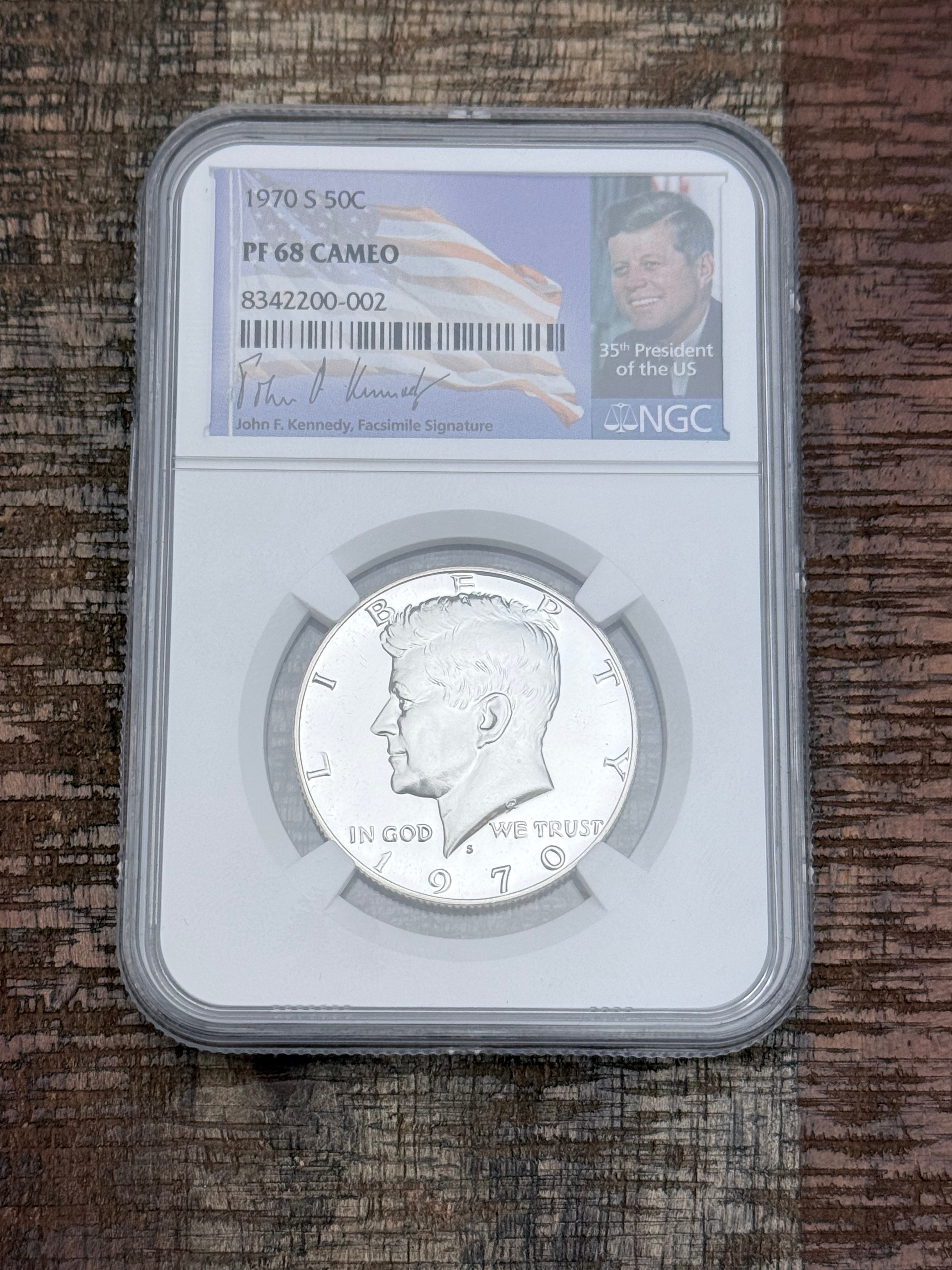 1970-S 50C Silver Kennedy Half Dollar~NGC PF68 Cameo