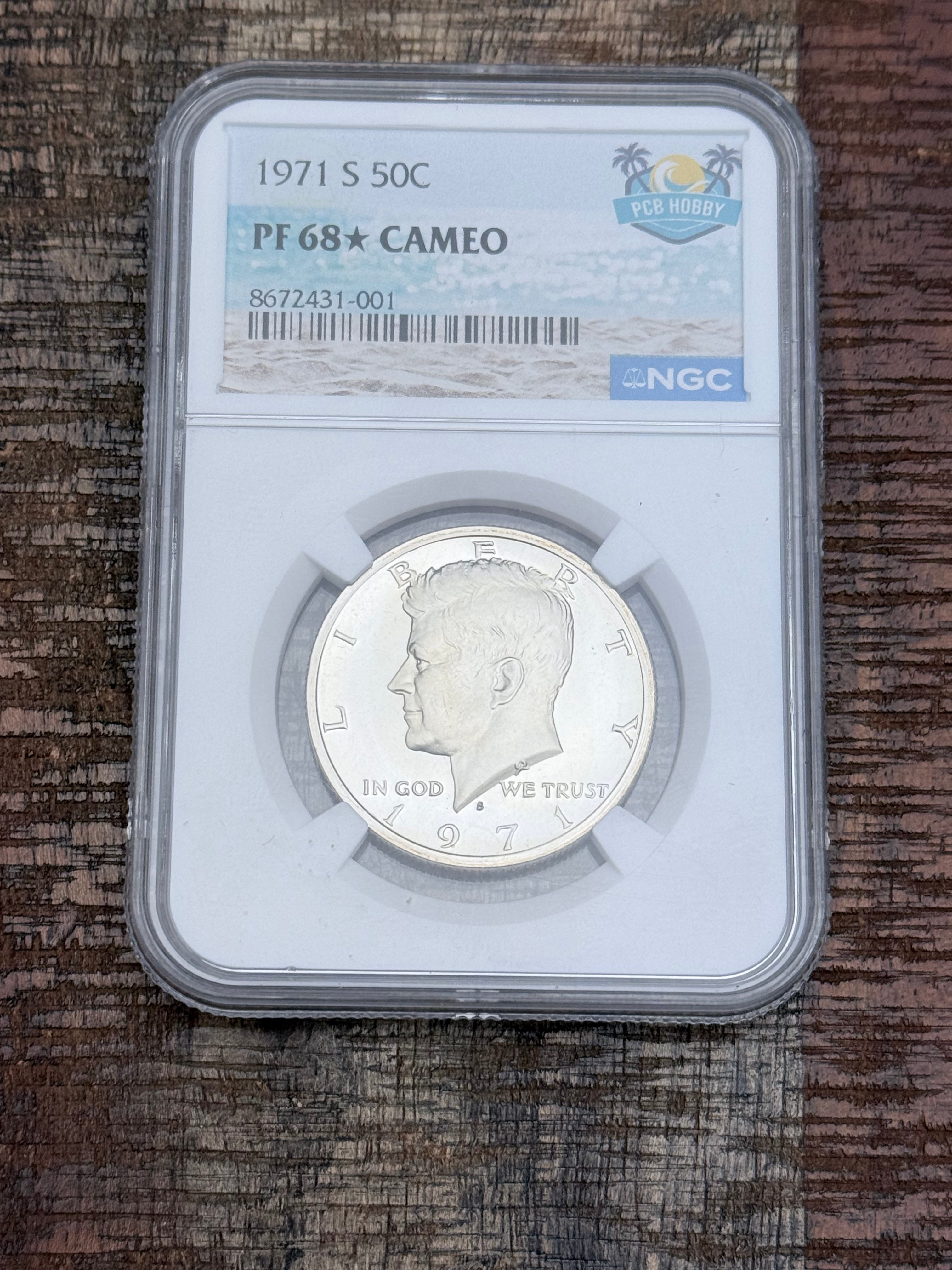 1971-S 50C Kennedy Half Dollar~NGC PF68* Cameo