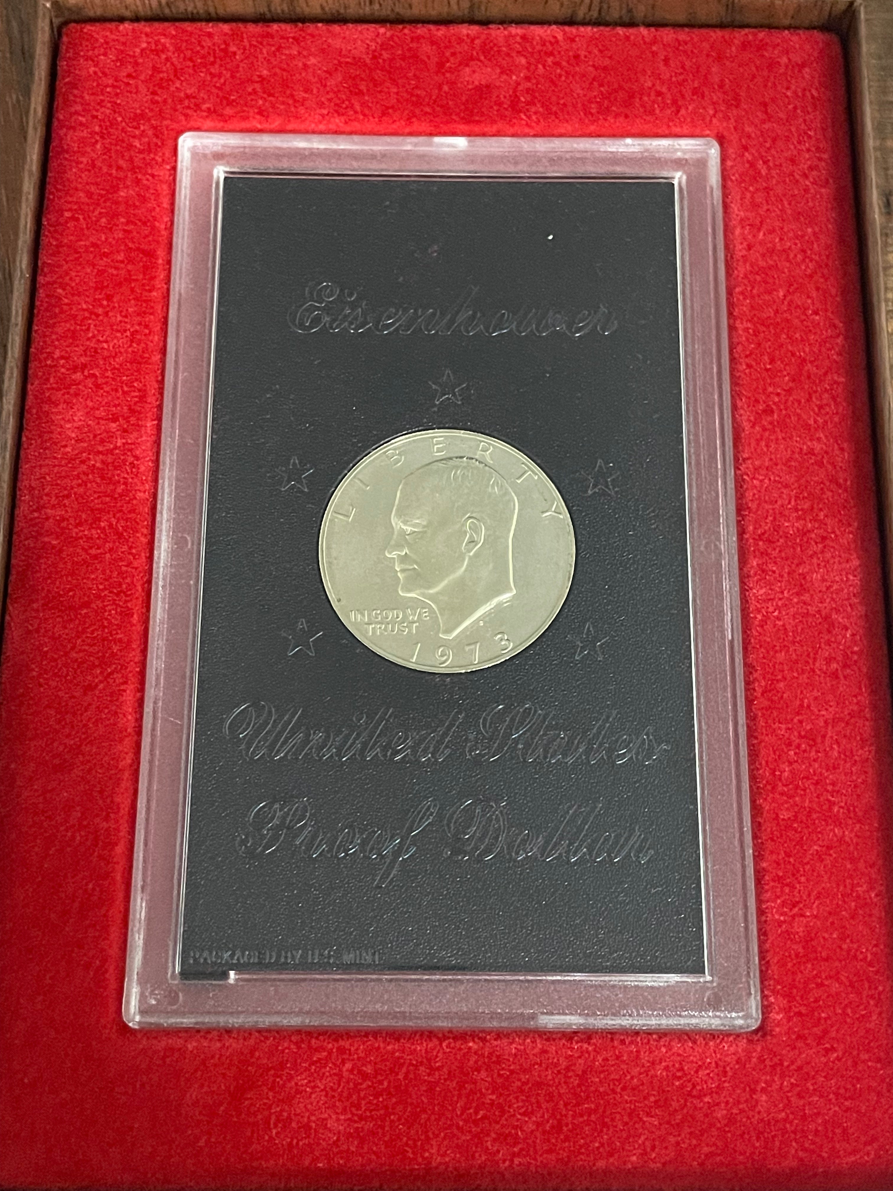 1973-S $1 US Eisenhower Proof Dollar 40% Silver ~ Brown Ike