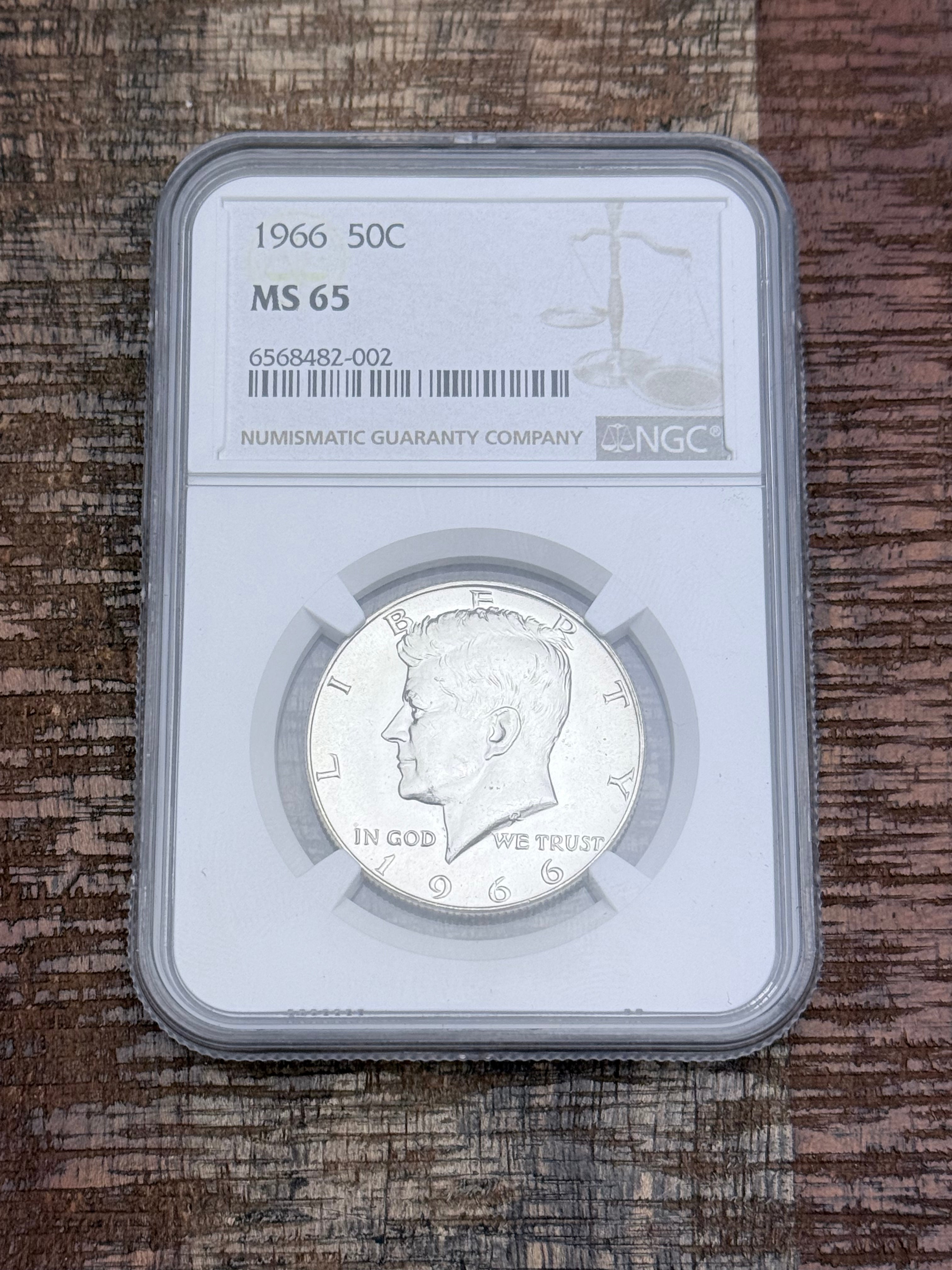 1966 50C Silver Kennedy Half Dollar~NGC MS65