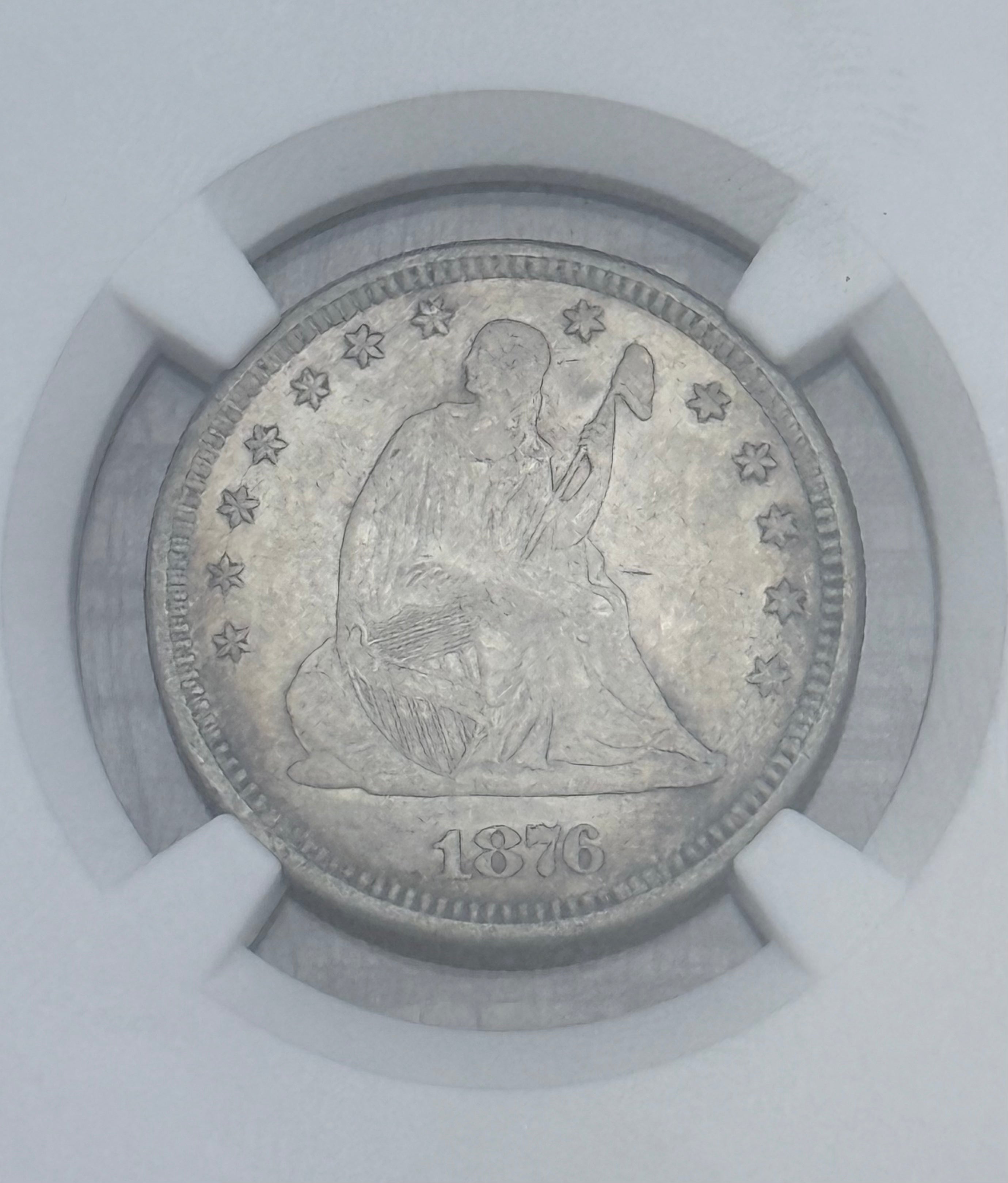 1876 25c US Seated Liberty Quarter ~ NGC AU Details-Cleaned