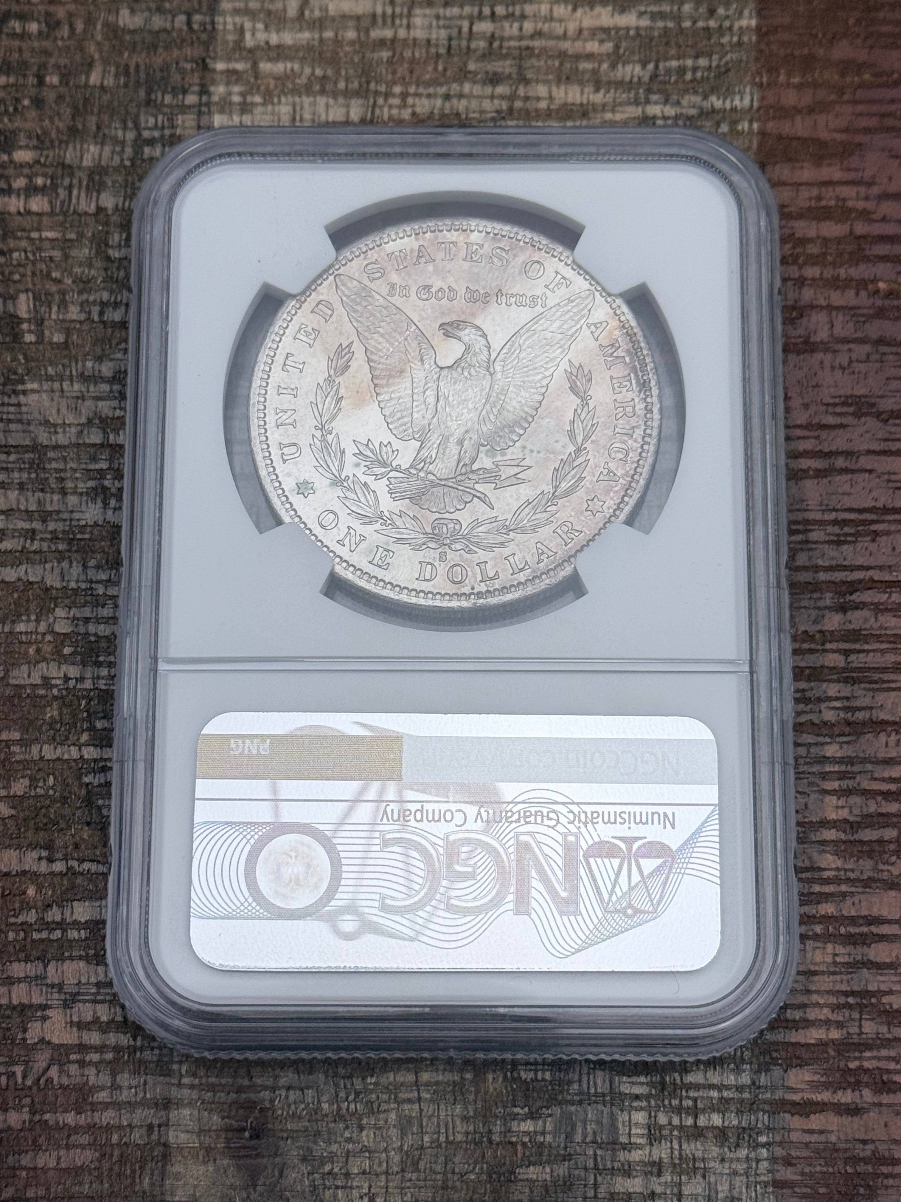 1887 $1 US Morgan Silver Dollar NGC Uncirculated Details ~ Obverse Wheel Mark