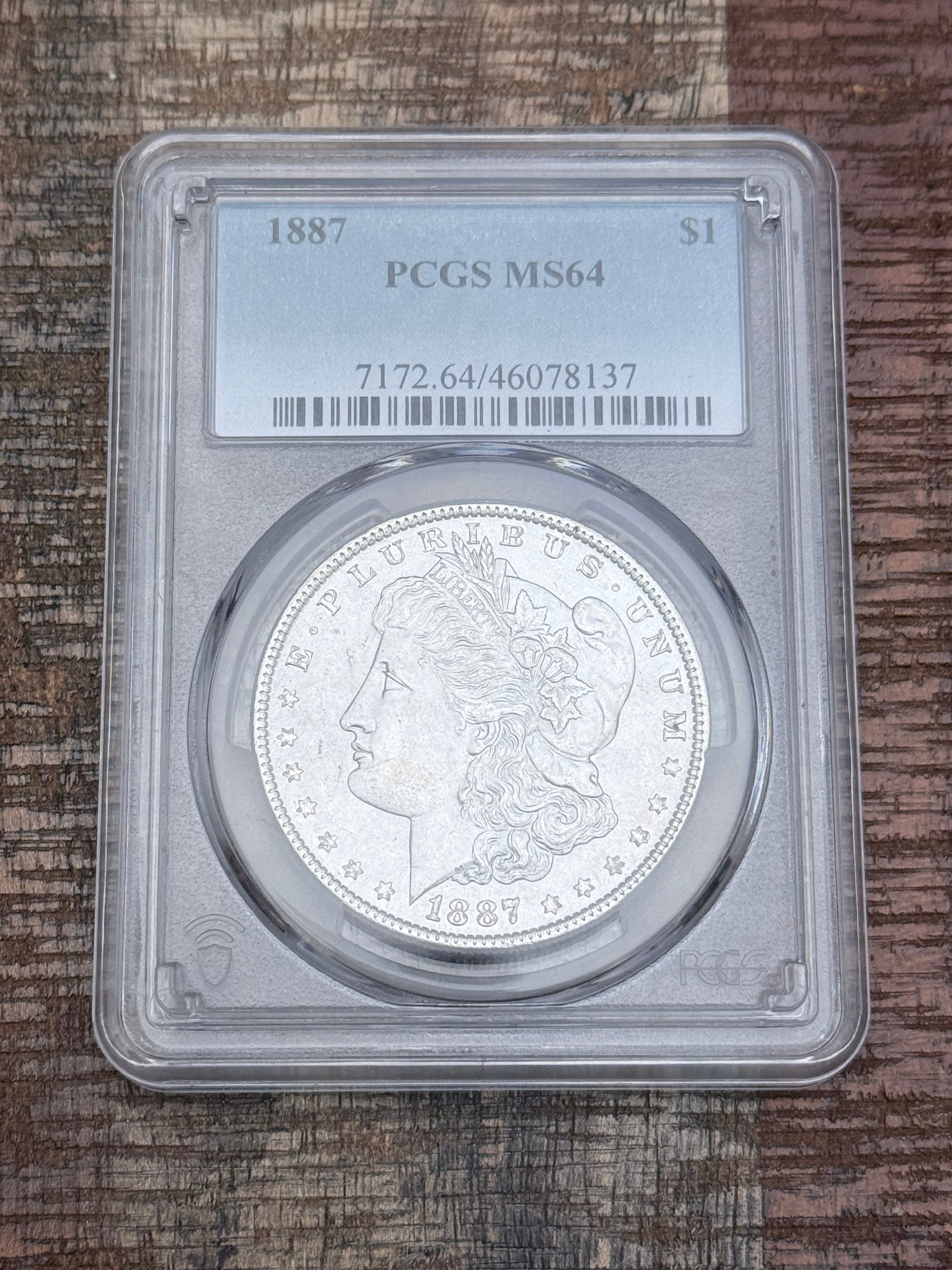 1887 $1 US Morgan Silver Dollar ~ PCGS MS64